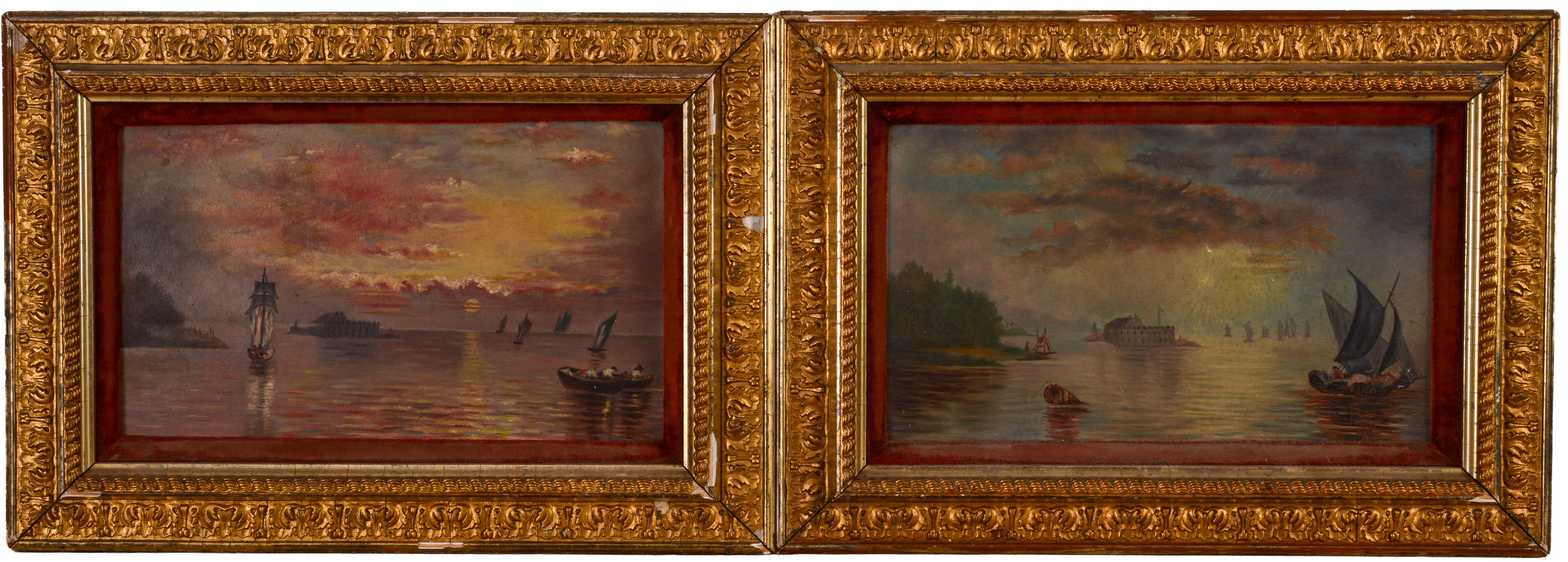 TWO 19TH C. AMERICAN FORT PAINTINGS