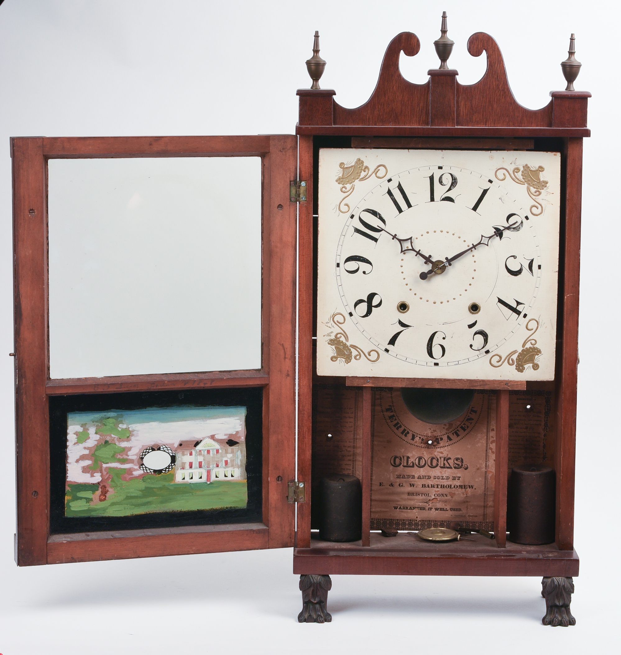 E. & G. W. BARTHOLOMEW SCROLL AND PILASTER MANTLE CLOCK