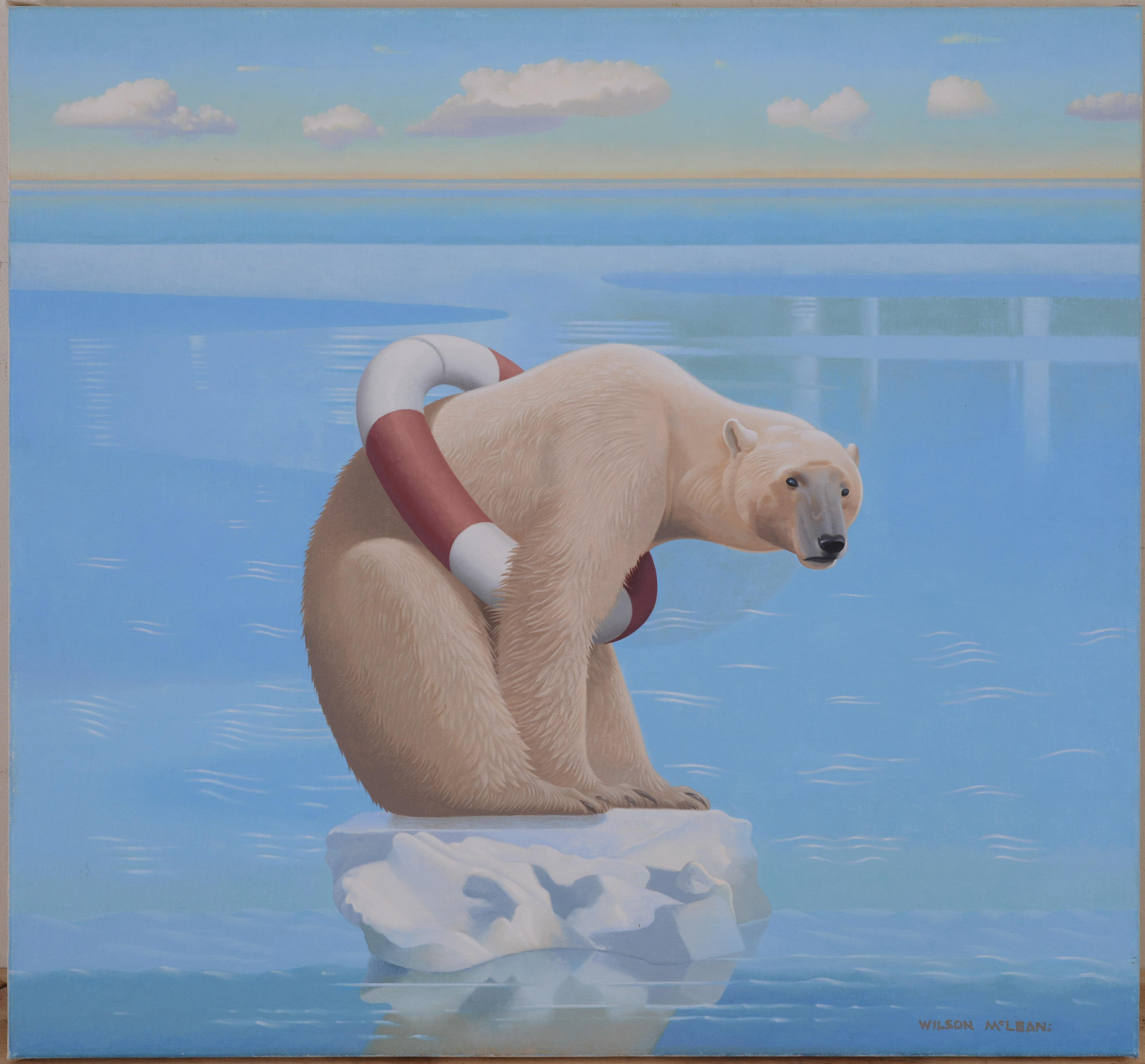 WILSON MCLEAN (UNITED KINGDOM, UNITED STATES, B. 1937). POLAR BEAR ON MELTING ICE