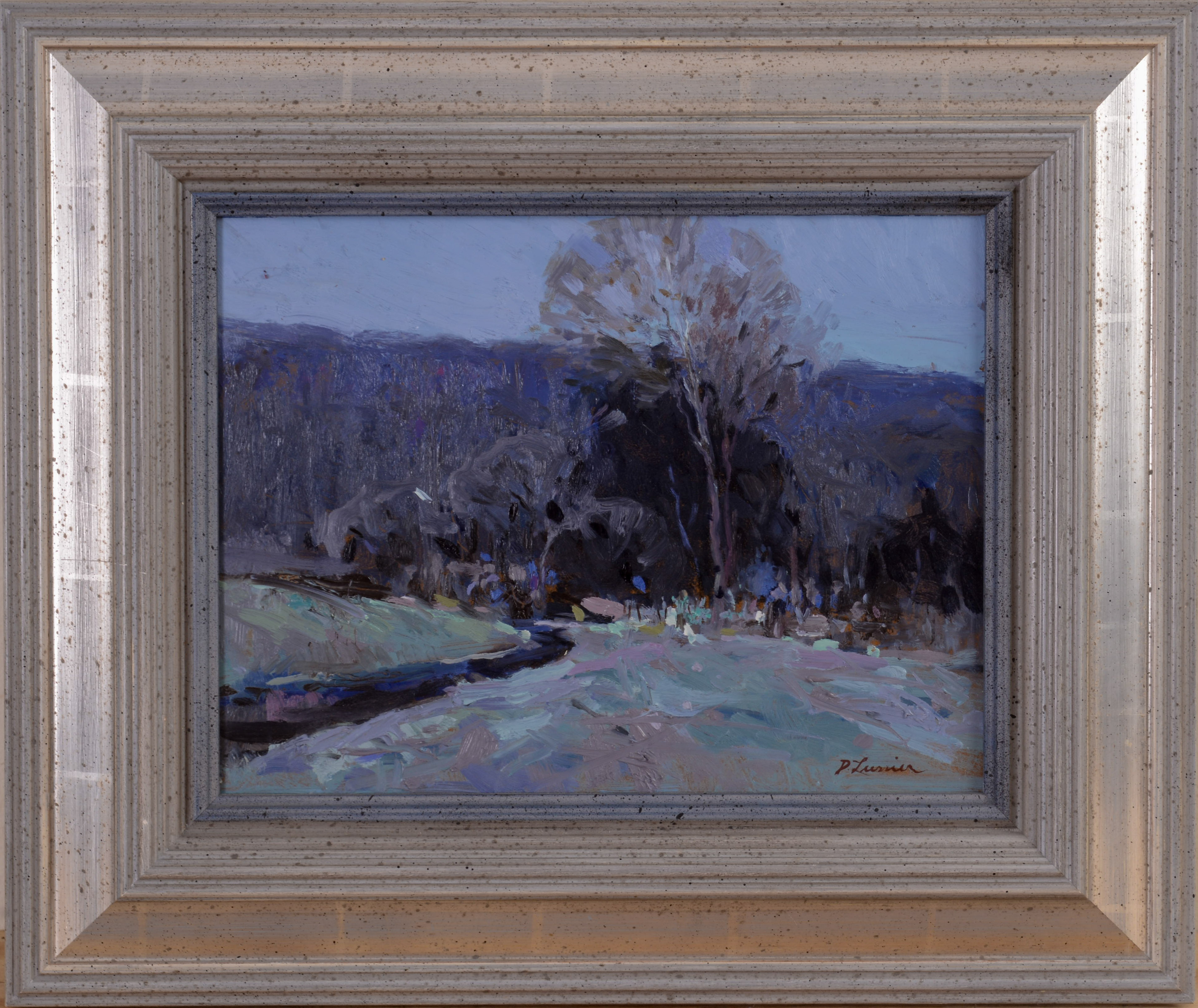 DAVID LUSSIER (CONNECTICUT, 20TH/21ST CENTURY) TWILIGHT LANDSCAPE.