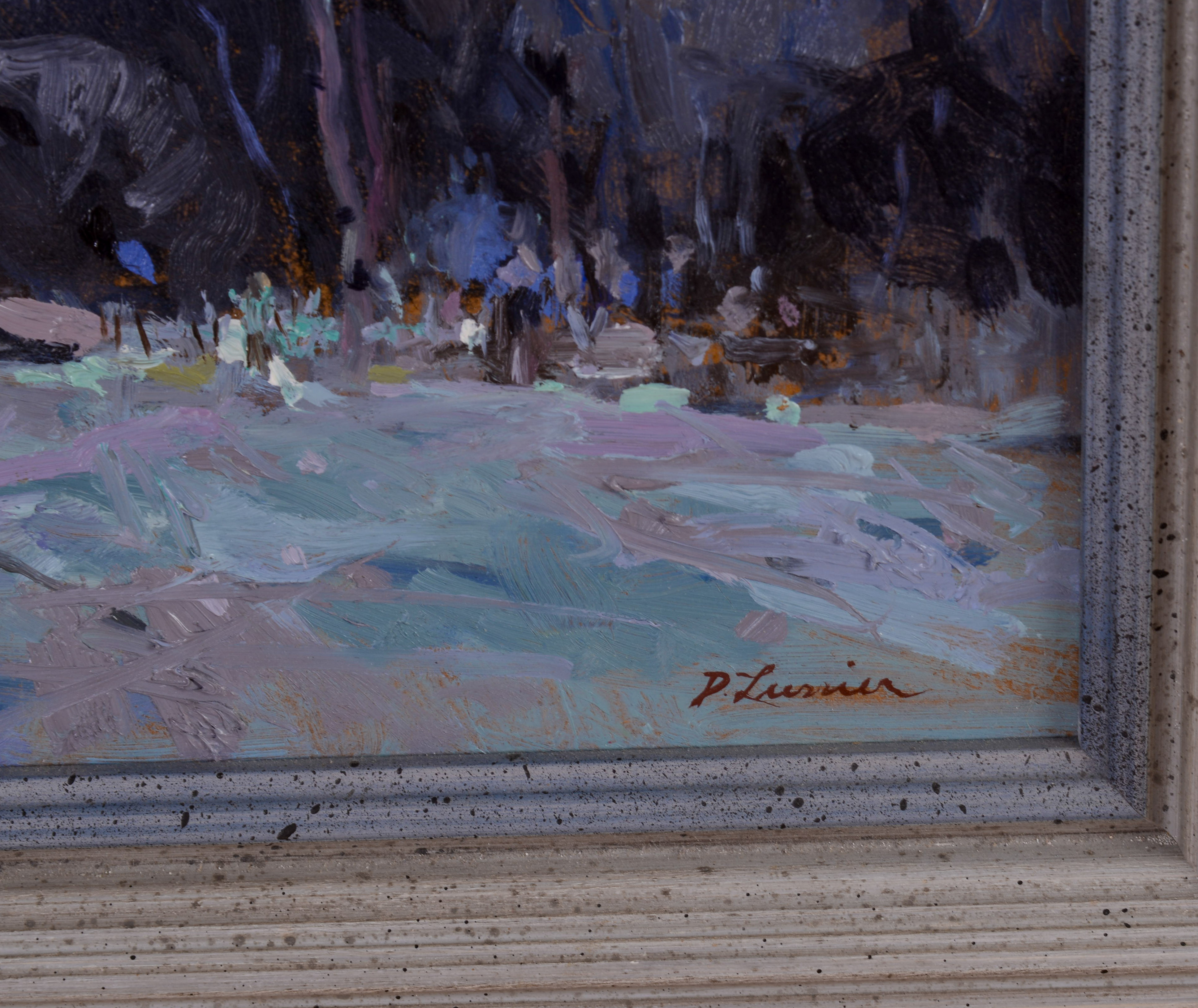 DAVID LUSSIER (CONNECTICUT, 20TH/21ST CENTURY) TWILIGHT LANDSCAPE.