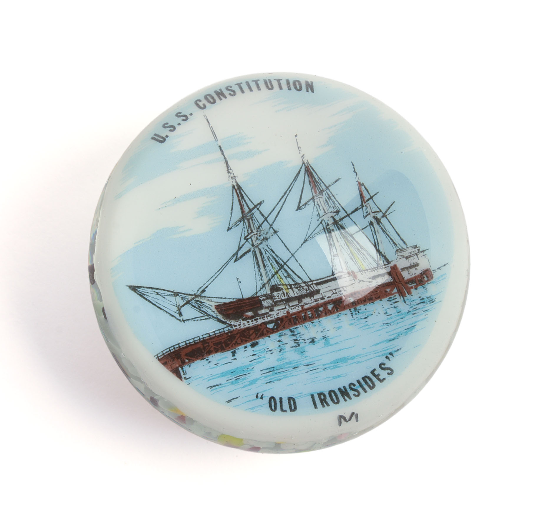 U.S.S. “OLD IRONSIDES” GLASS PAPERWEIGHT