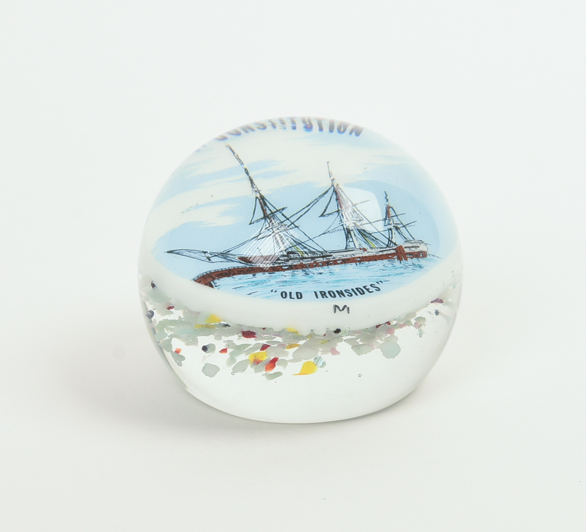 U.S.S. “OLD IRONSIDES” GLASS PAPERWEIGHT