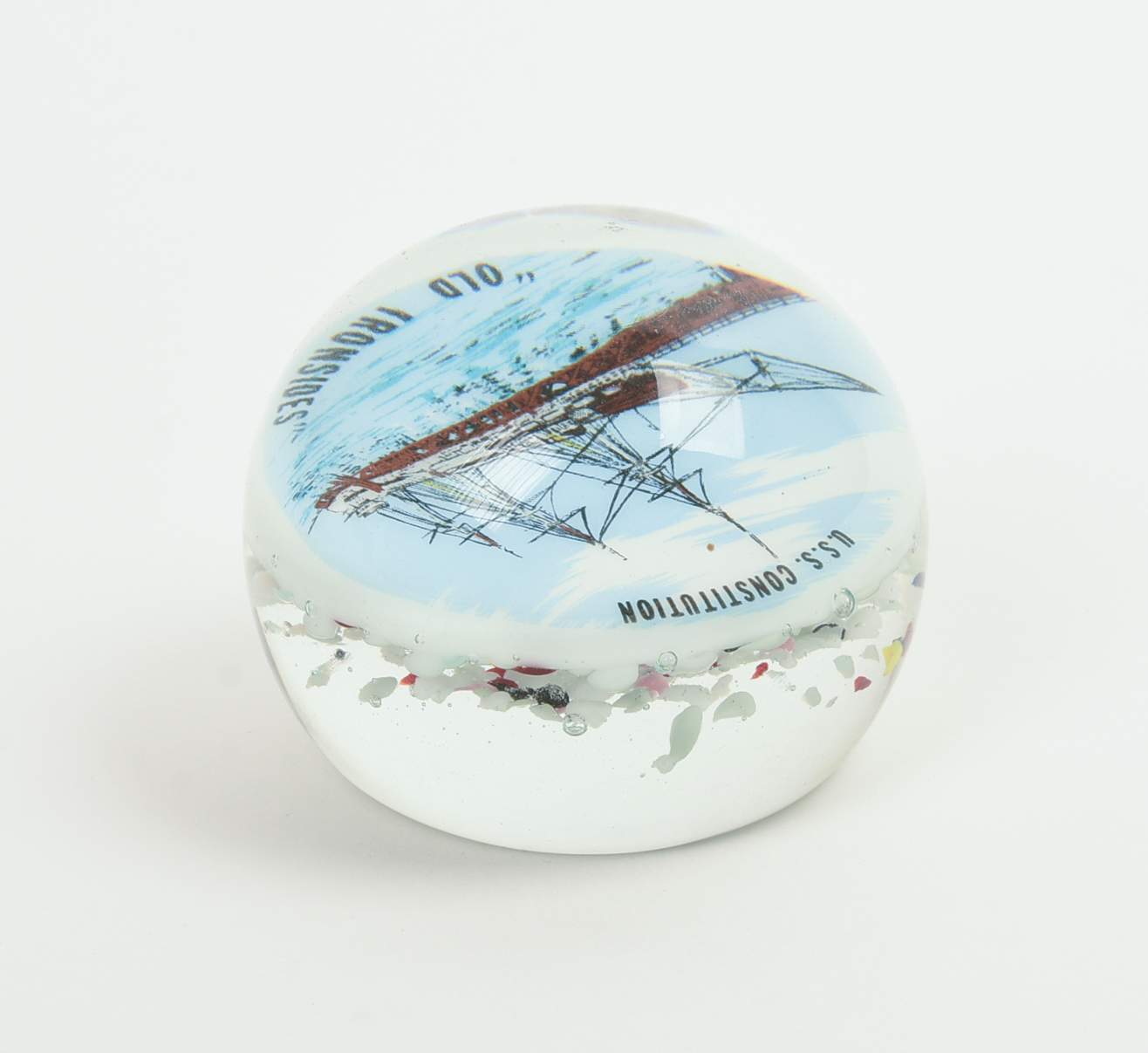 U.S.S. “OLD IRONSIDES” GLASS PAPERWEIGHT