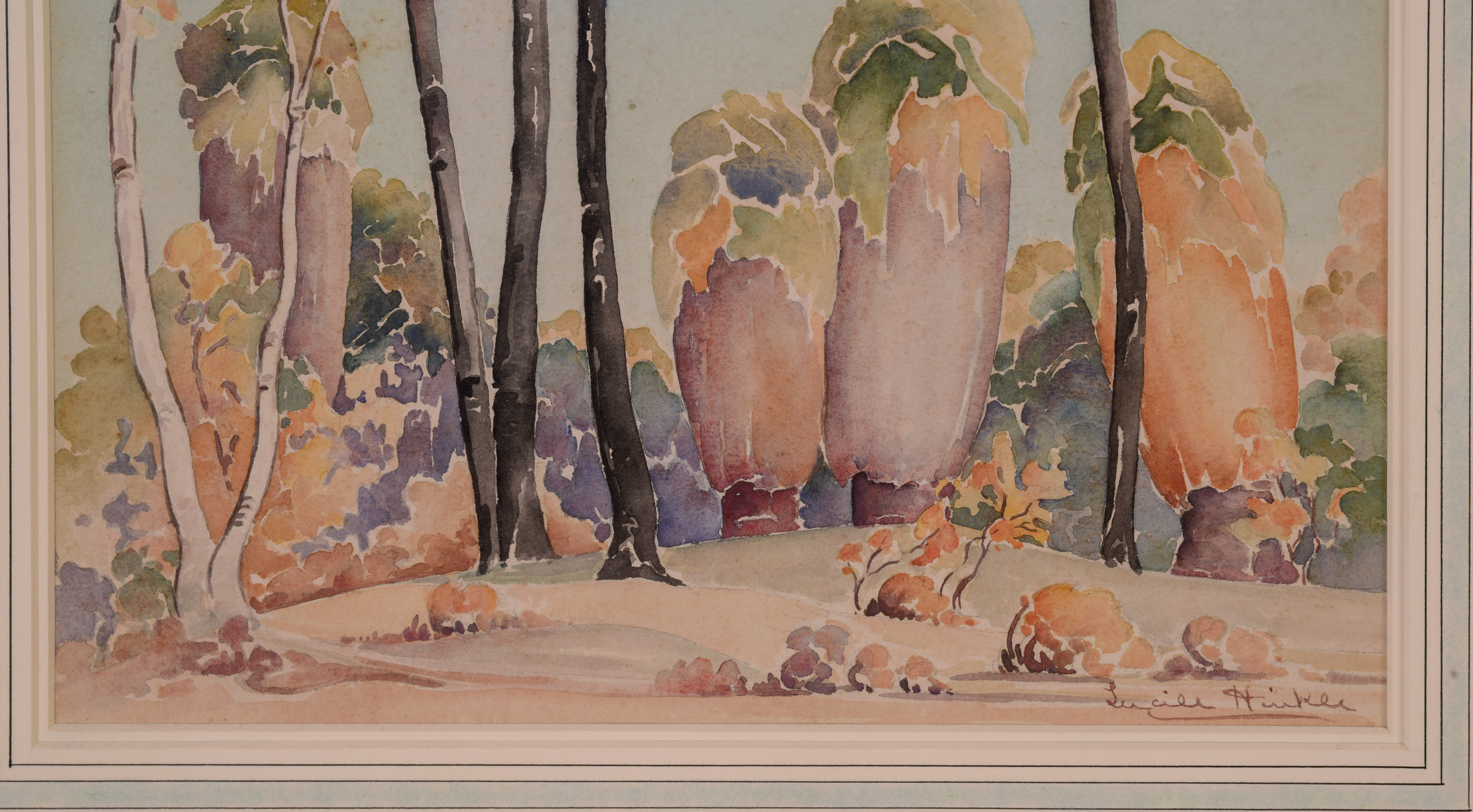 LUCILE HINKLE (MISSOURI,/CALIFORNIA, 1895-1985). WATERCOLOR OF TREES