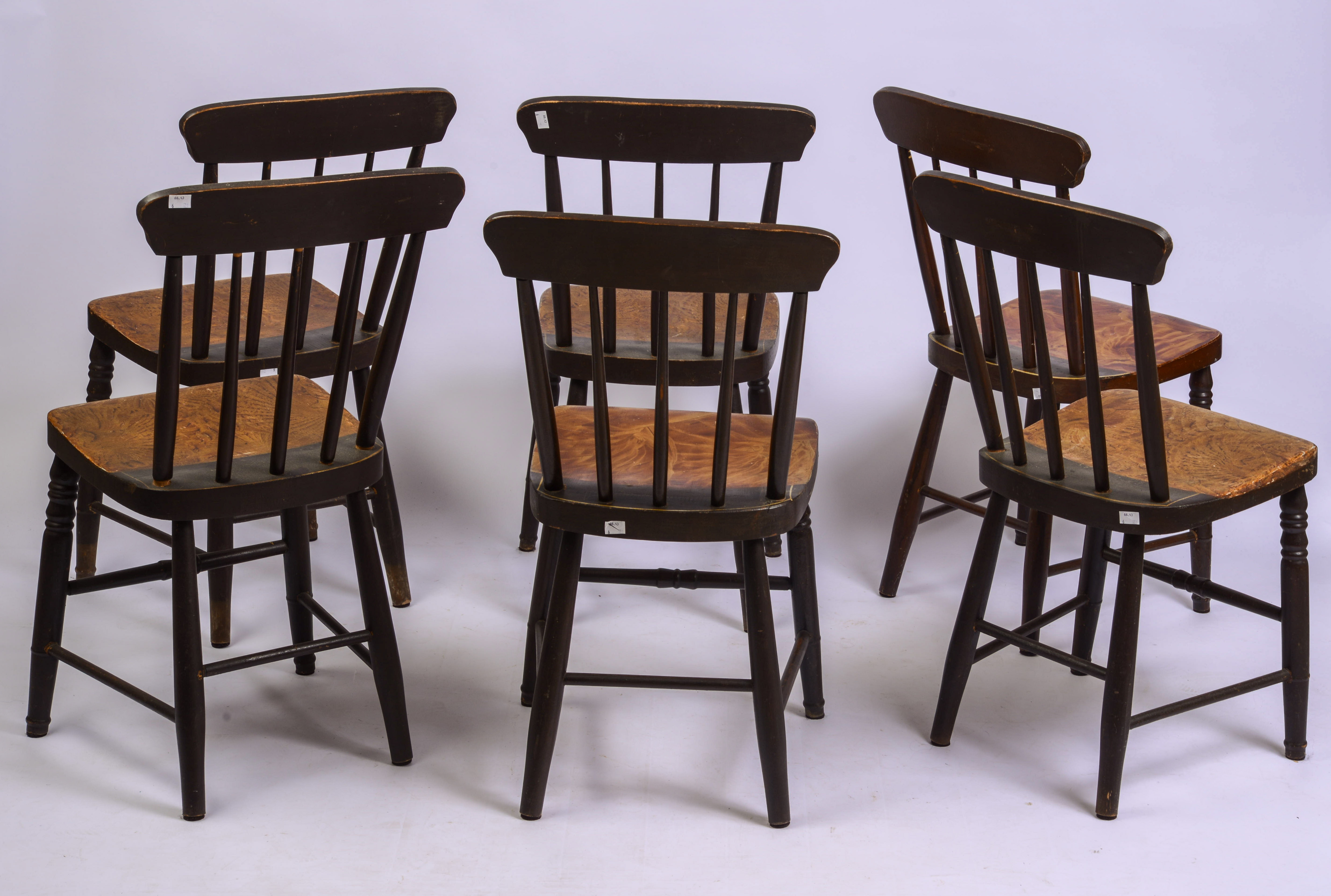 SIX MAINE GRAIN-PAINTED CHAIRS.