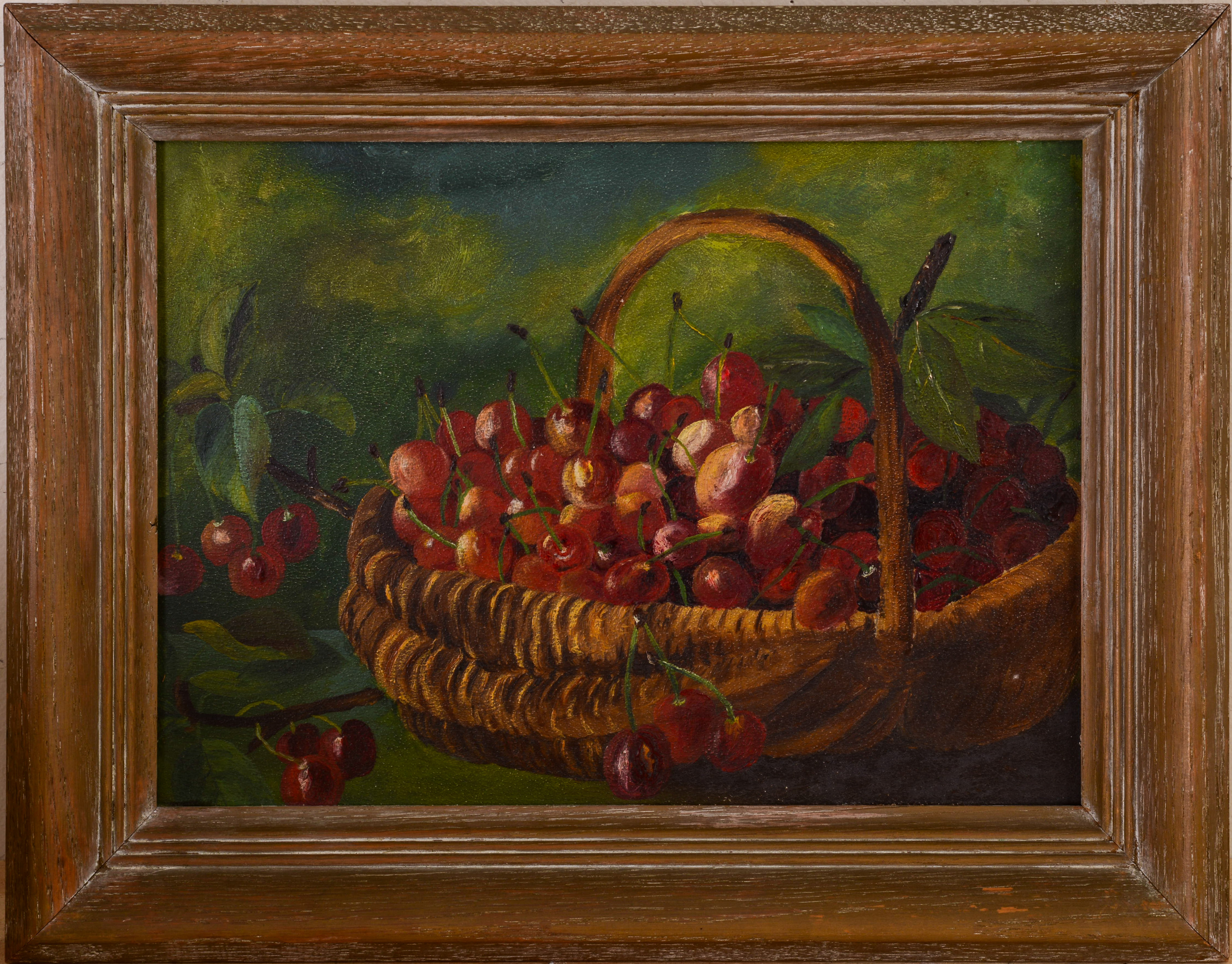 STILL LIFE OF CHERRIES IN A BASKET