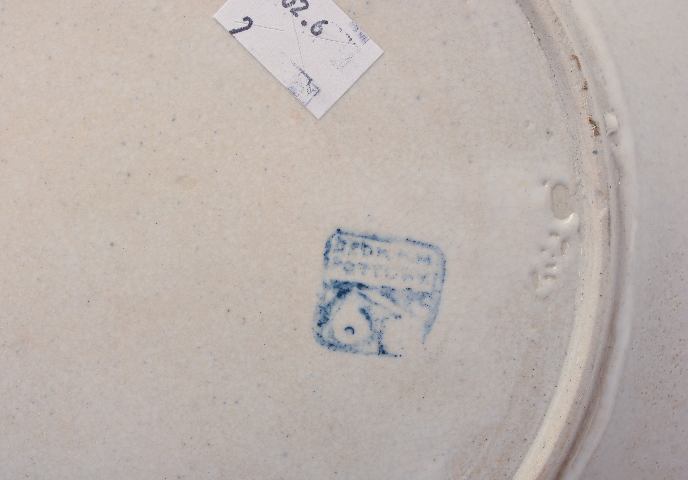 TWO DEDHAM POTTERY RABBIT PATTERN PLATES.