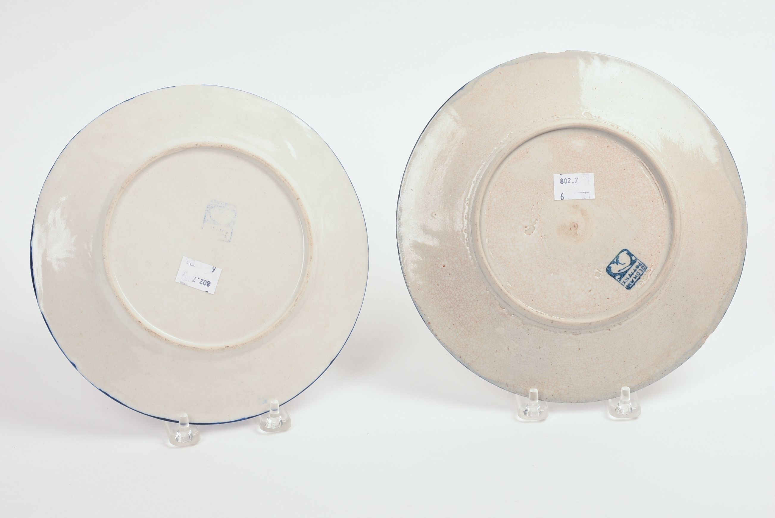 SIX DEDHAM POTTERY RABBIT PATTERN PLATES.