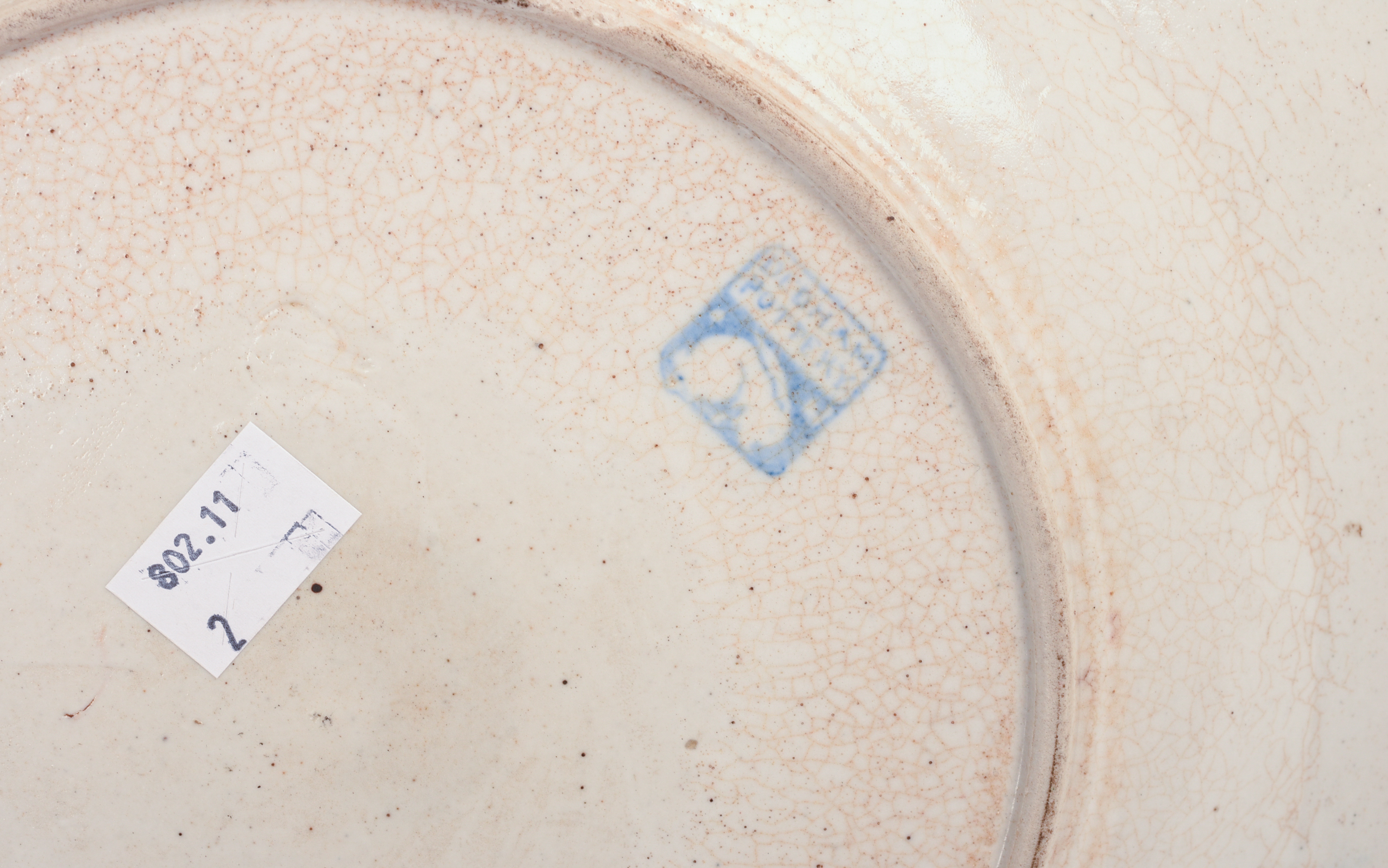 TWO DEDHAM POTTERY RABBIT PATTERN SERVING PLATES.