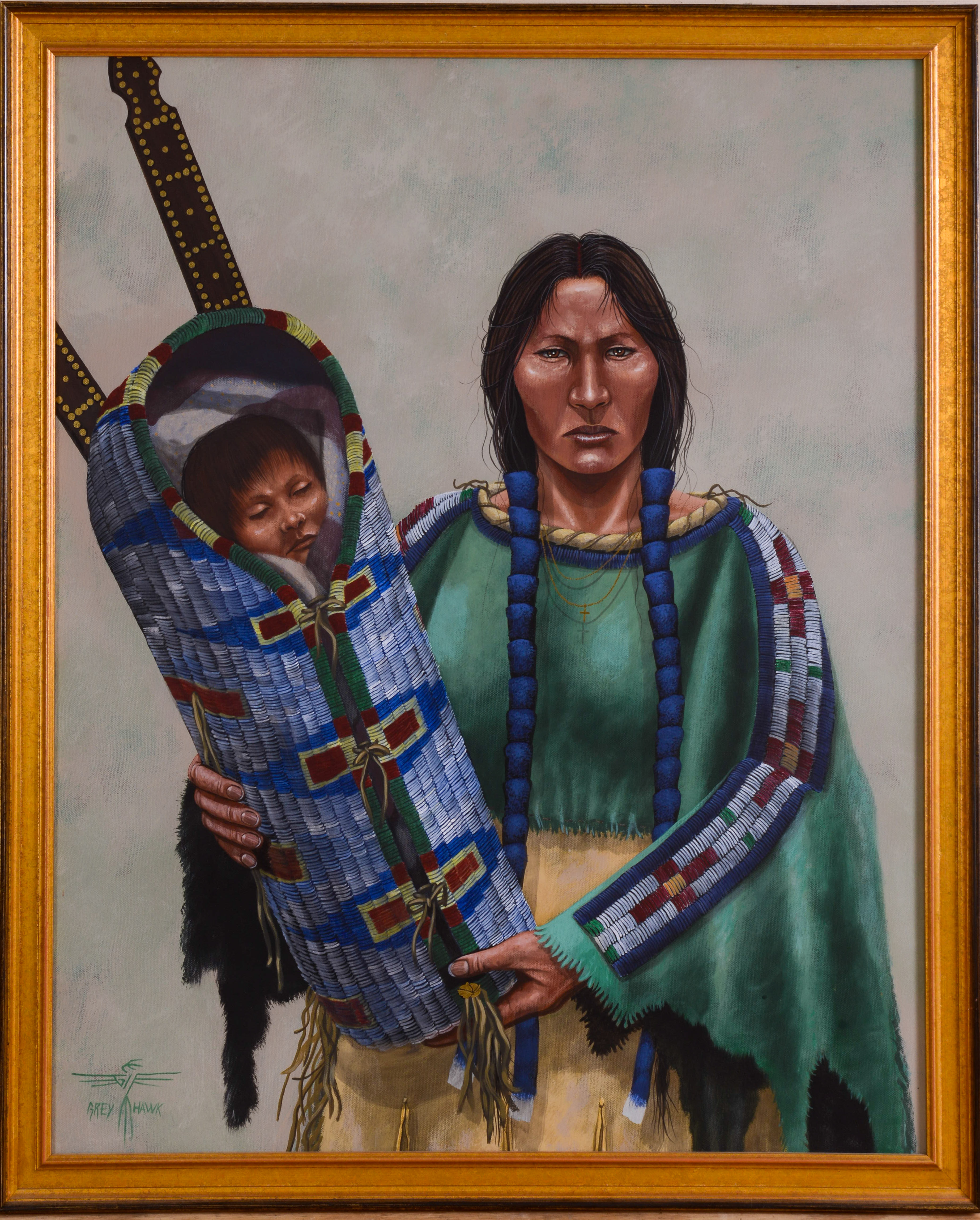 JOHN GREY HAWK. NATIVE AMERICAN MOTHER AND CHILD.