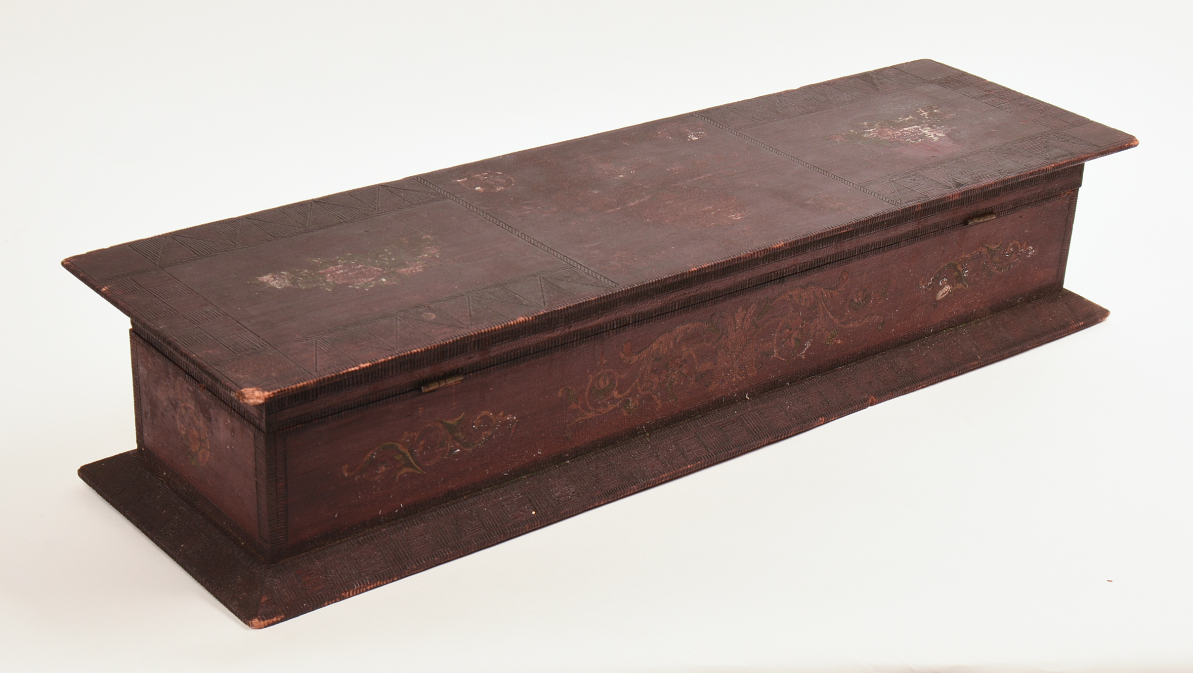 19TH CENTURY CARVED & PAINTED BOX