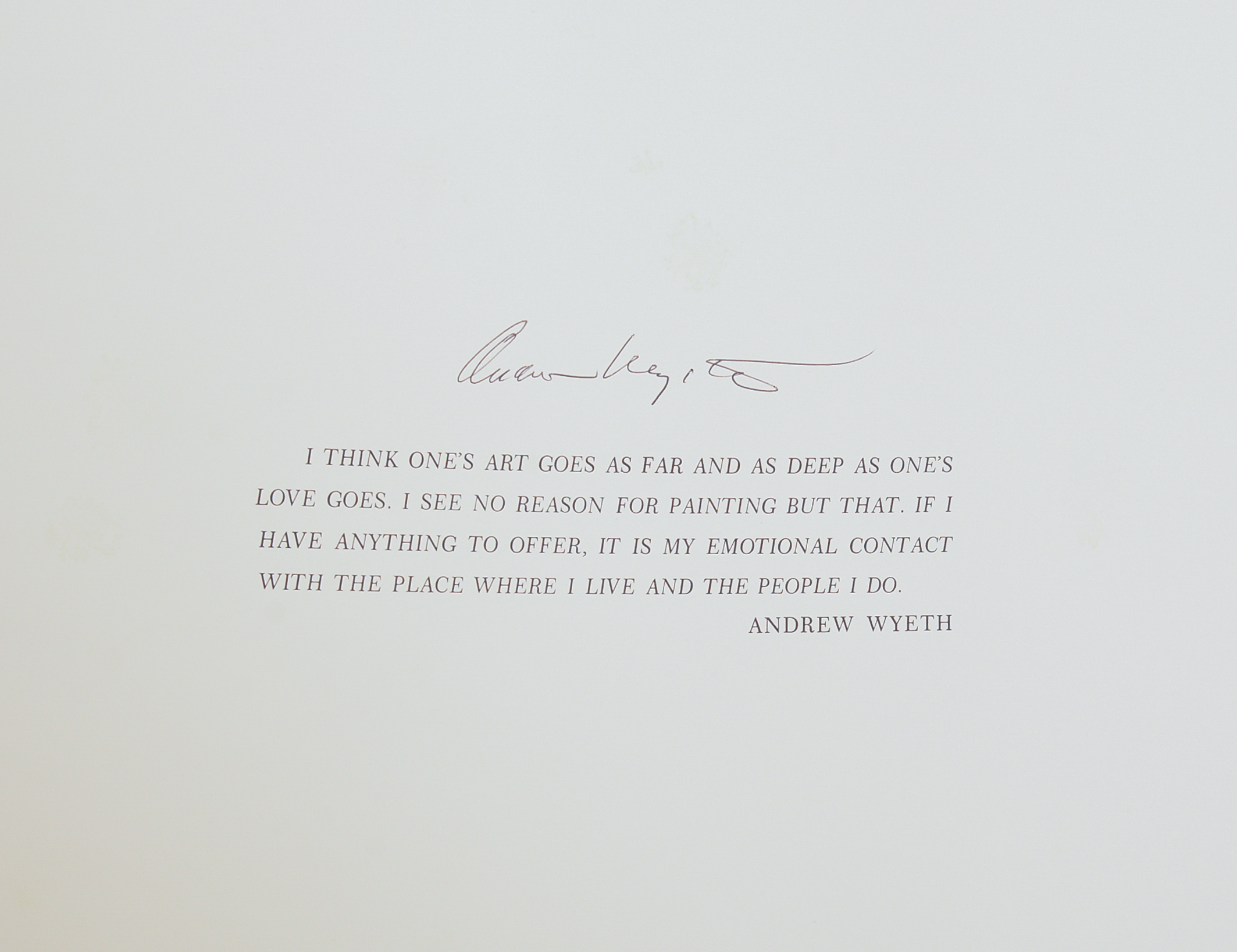 ANDREW WYETH SIGNED BOOK.