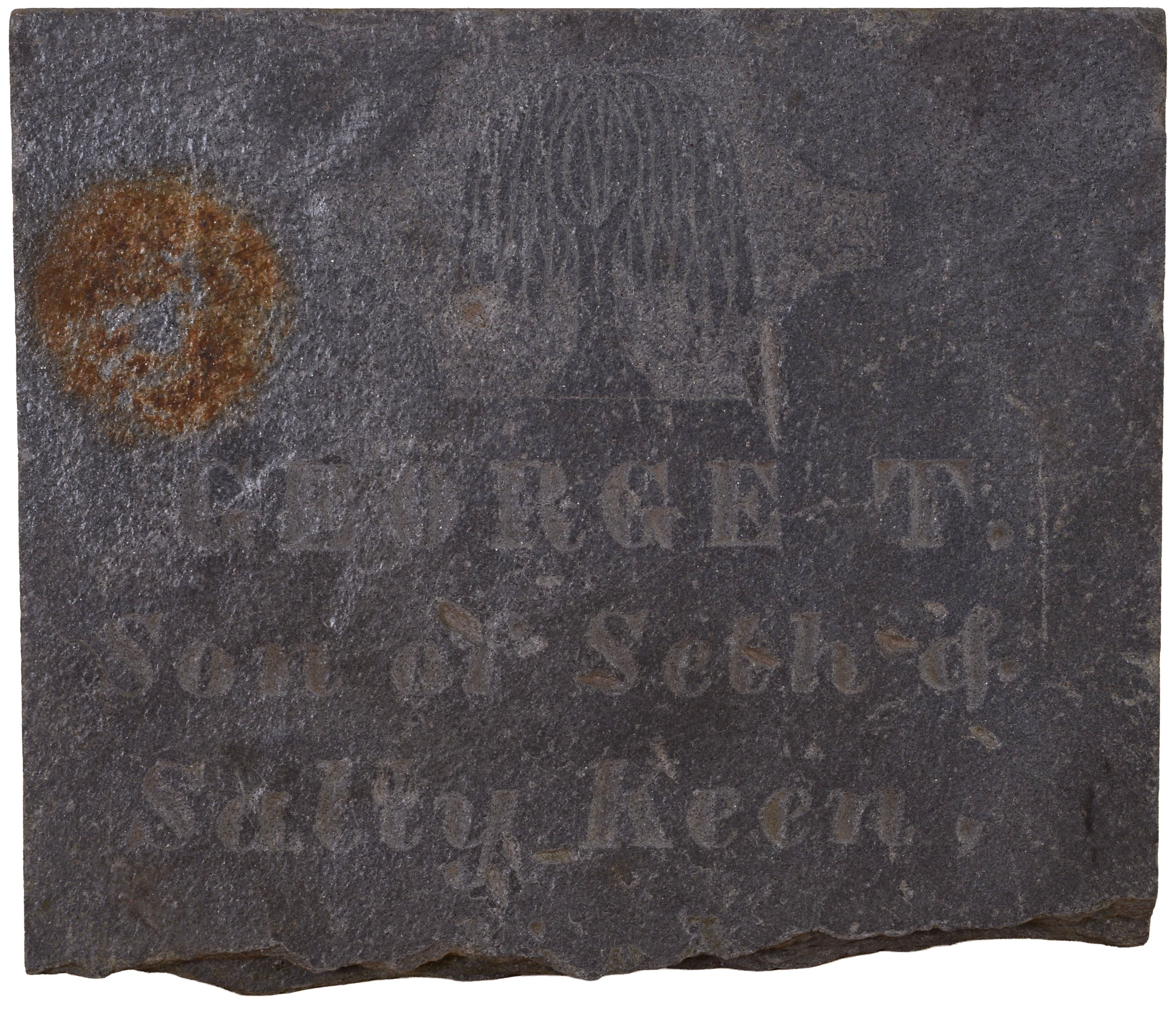 18TH OR EARLY 19TH CENTURY GRAVESTONE FRAGMENT.