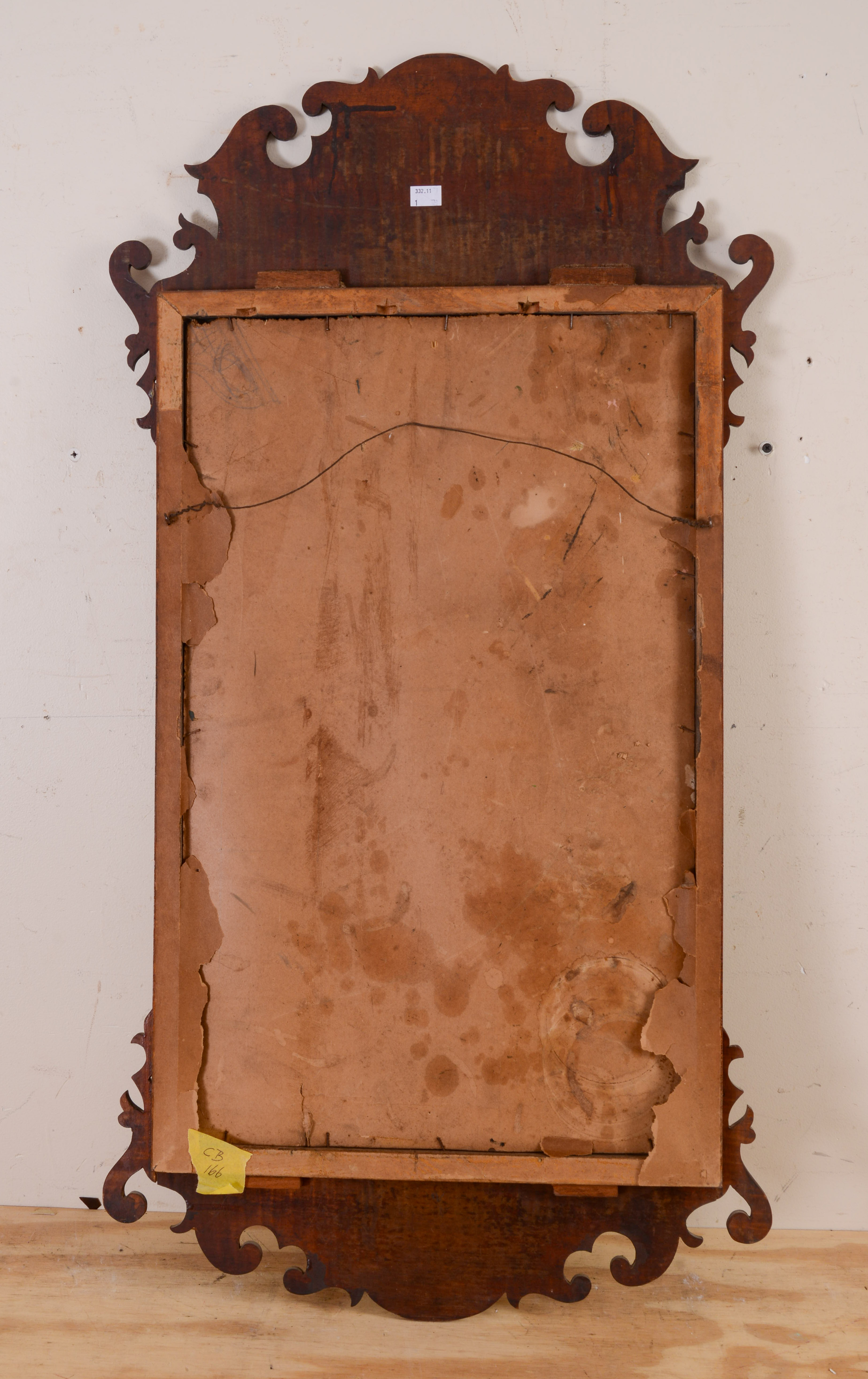 19TH C TIGER MAPLE CHIPPENDALE MIRROR.
