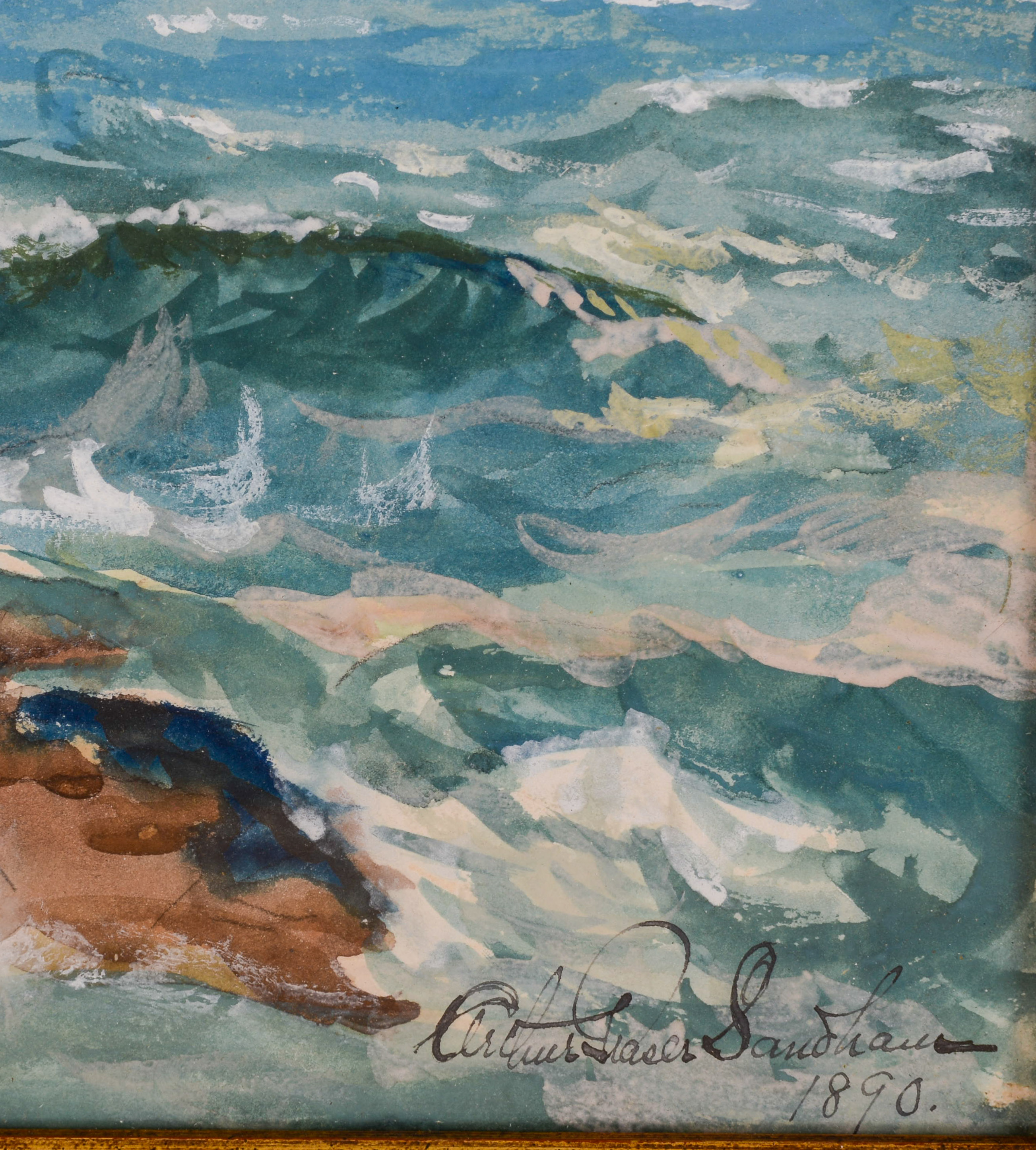 1890 WATERCOLOR OF THE MAINE COAST.