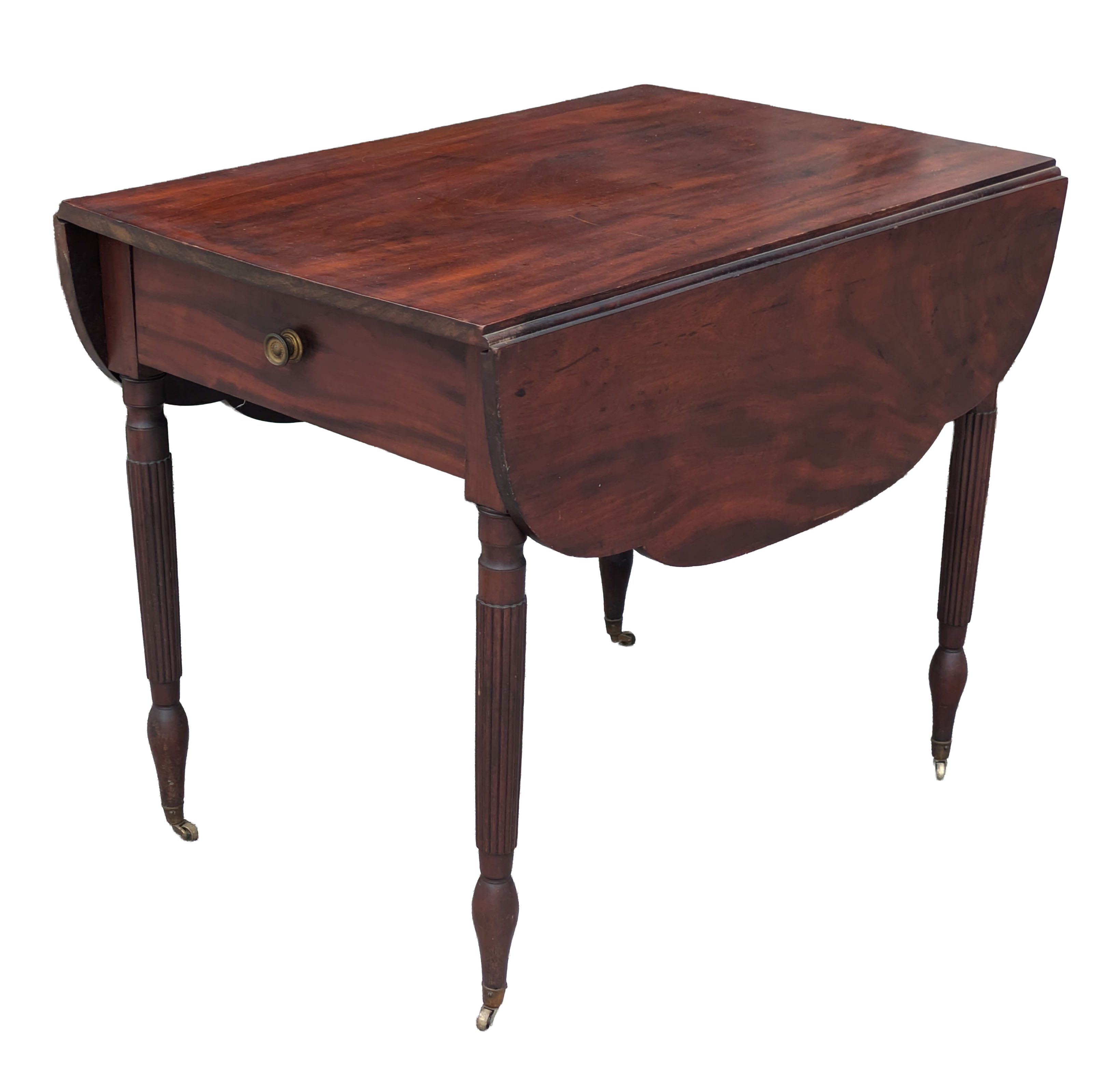 EARLY 19TH CENTURY MAHOGANY DROP-LEAF TABLE. ATTRIBUTED GEORGE WOODRUFF.