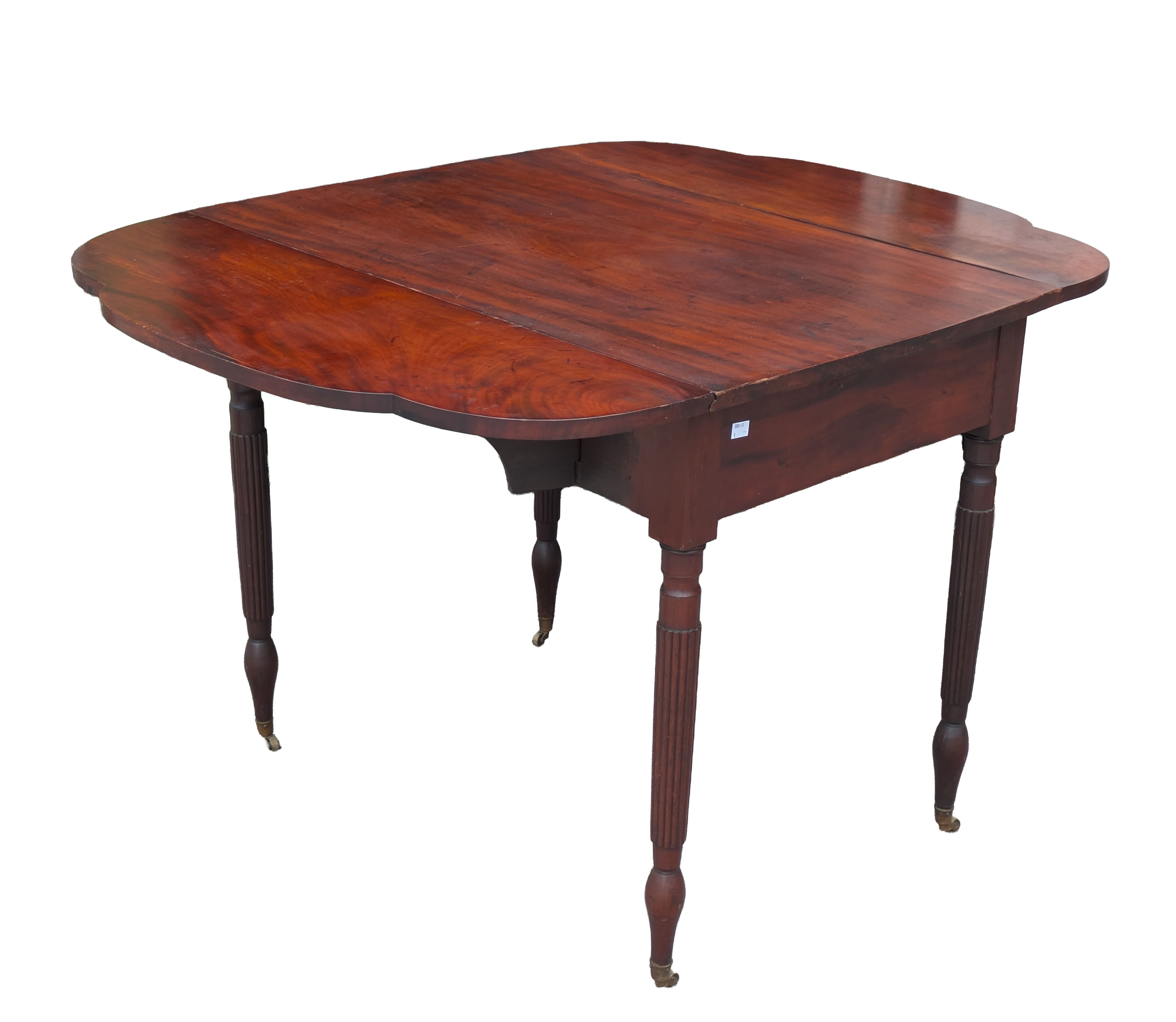 EARLY 19TH CENTURY MAHOGANY DROP-LEAF TABLE. ATTRIBUTED GEORGE WOODRUFF.