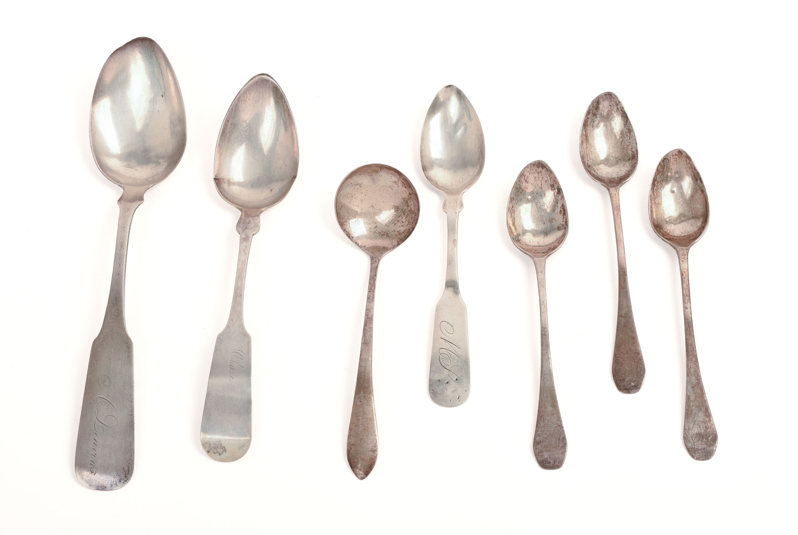 SEVEN COIN SILVER SPOONS.