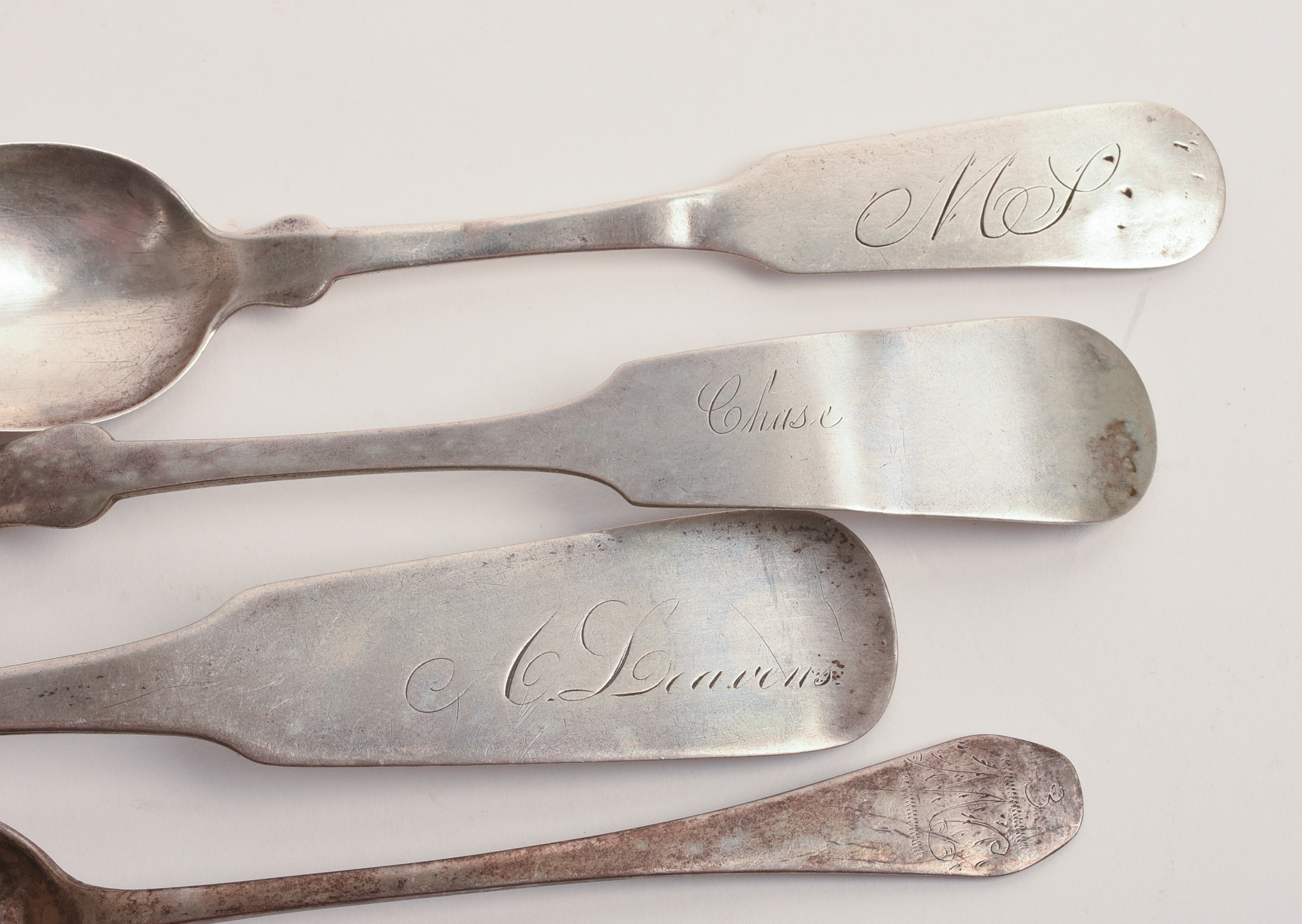 SEVEN COIN SILVER SPOONS.