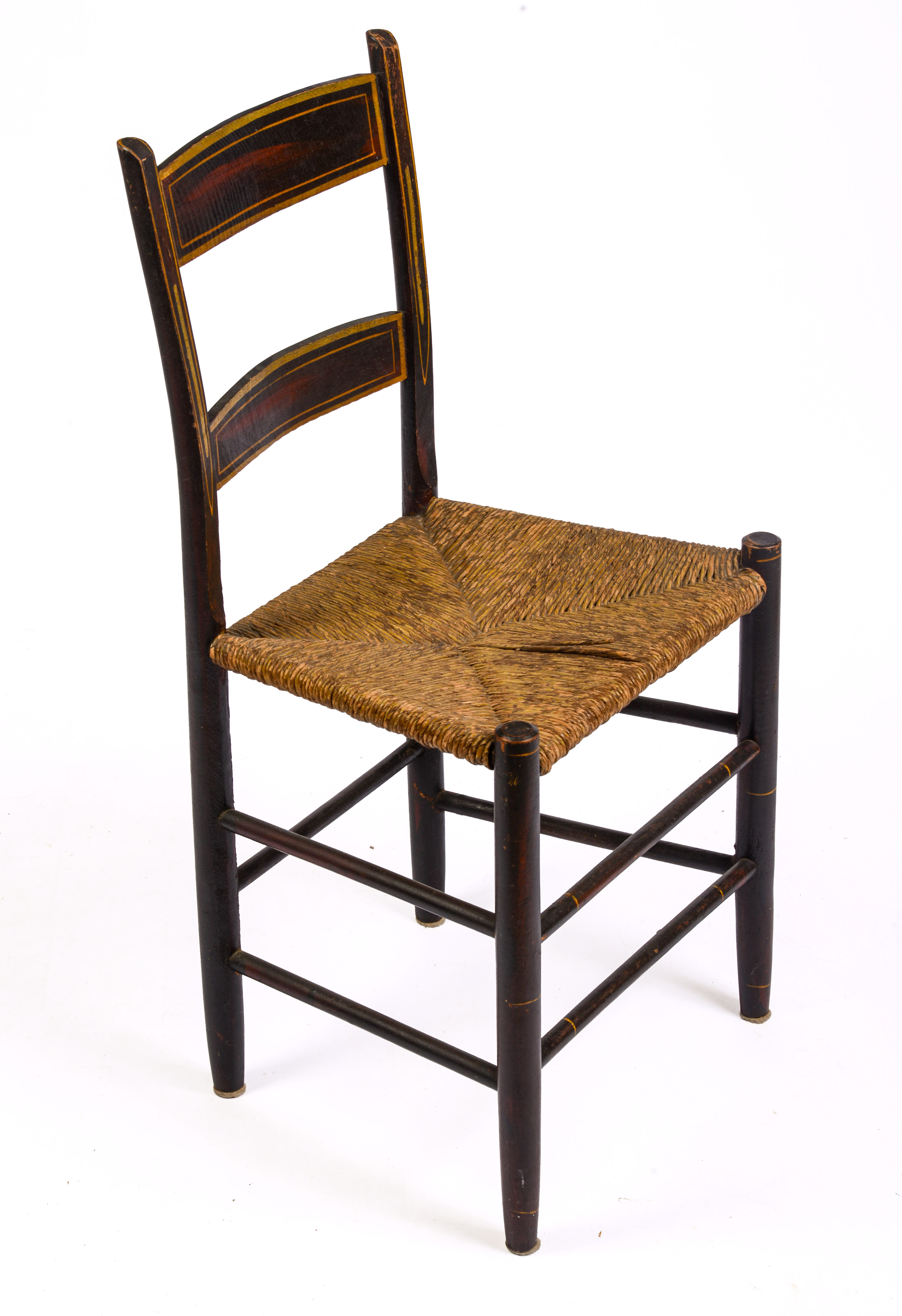 NEW ENGLAND PAINT DECORATED CHILD'S CHAIR.
