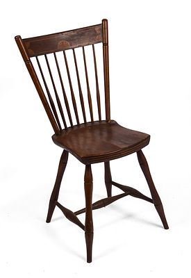 INLAID WINDSOR SIDE CHAIR. Seat height 18 inches, overall height 35 inches, width 13 inches 
