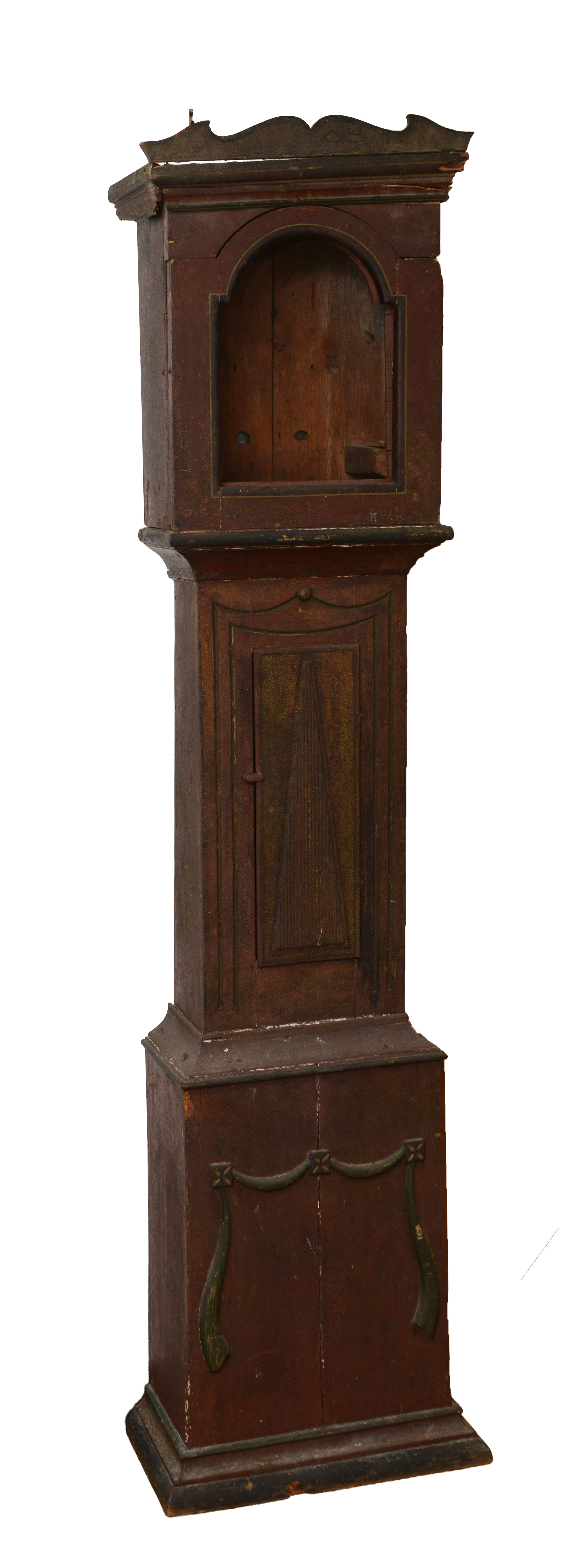 NEW ENGLAND FOLK ART TALL CLOCK CASE.