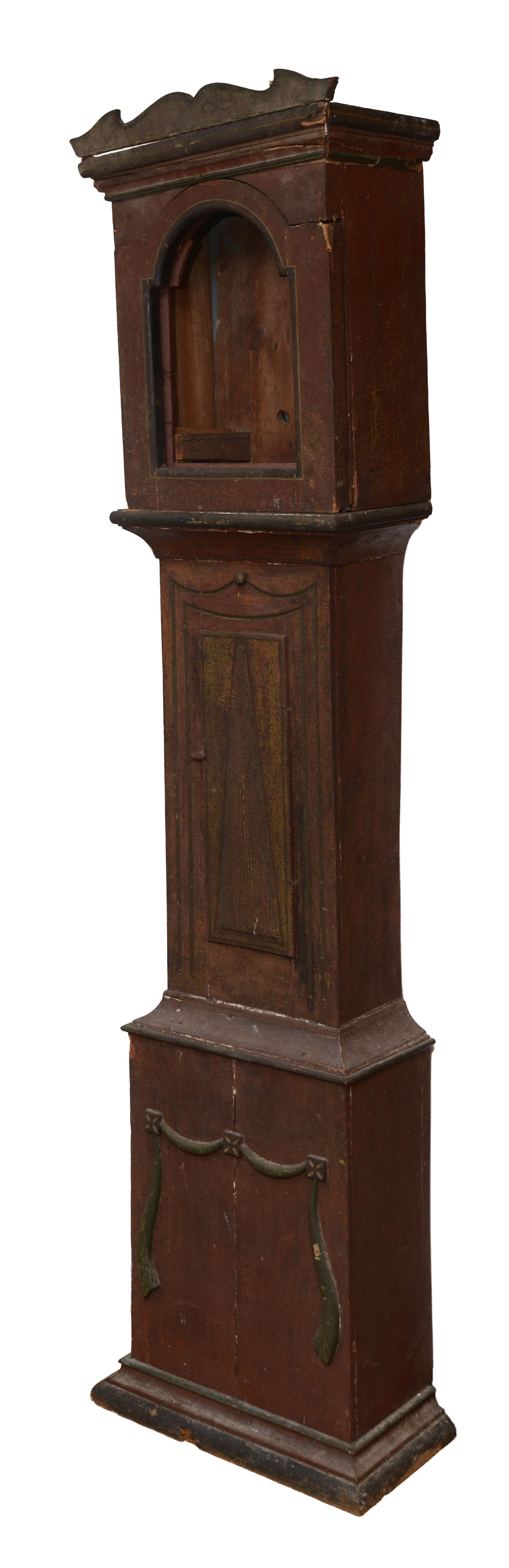 NEW ENGLAND FOLK ART TALL CLOCK CASE.