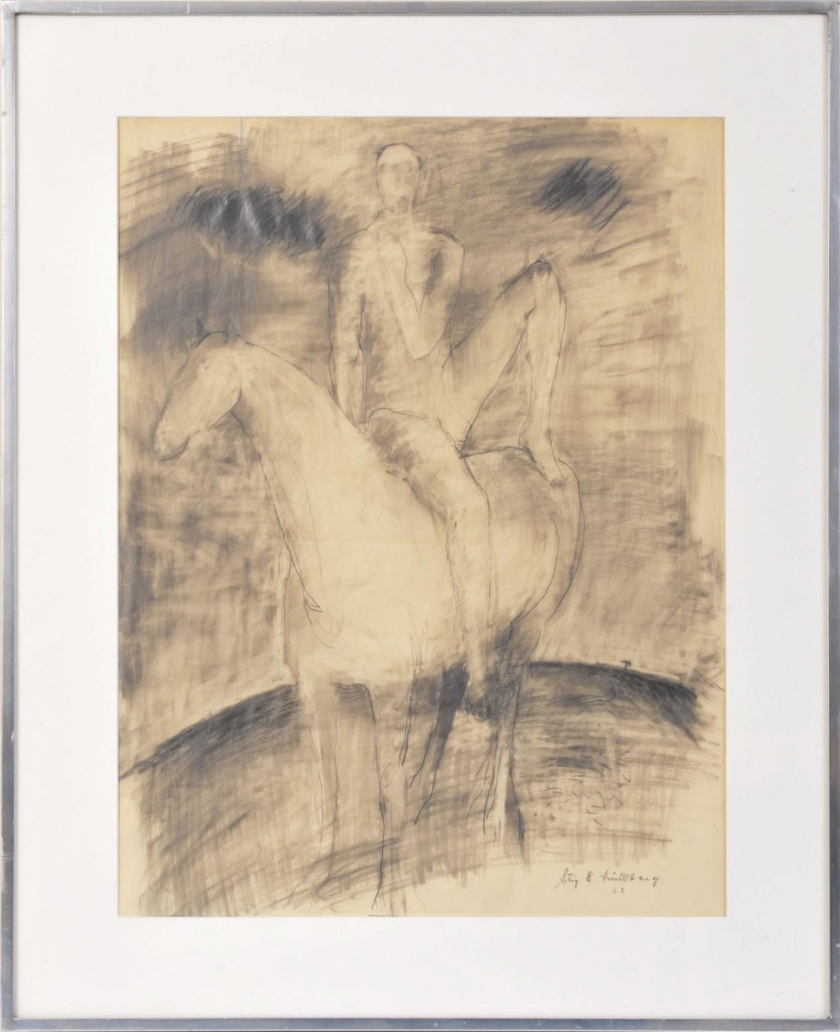 STIG LINDBERG (1916 - 1982). MAN ON HORSEBACK.