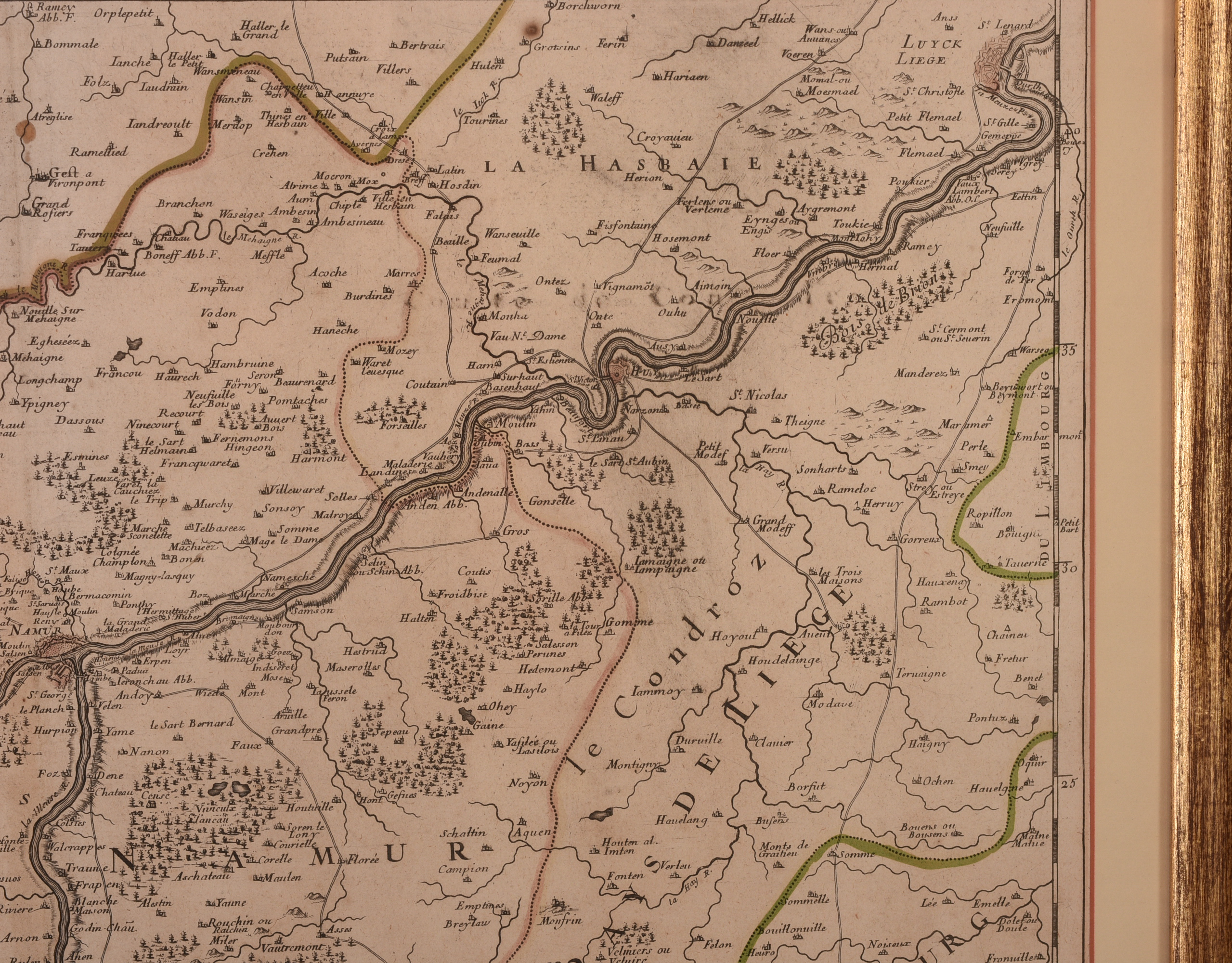 F. Du Vivier Map of Namur Province, Belgium, 1689.