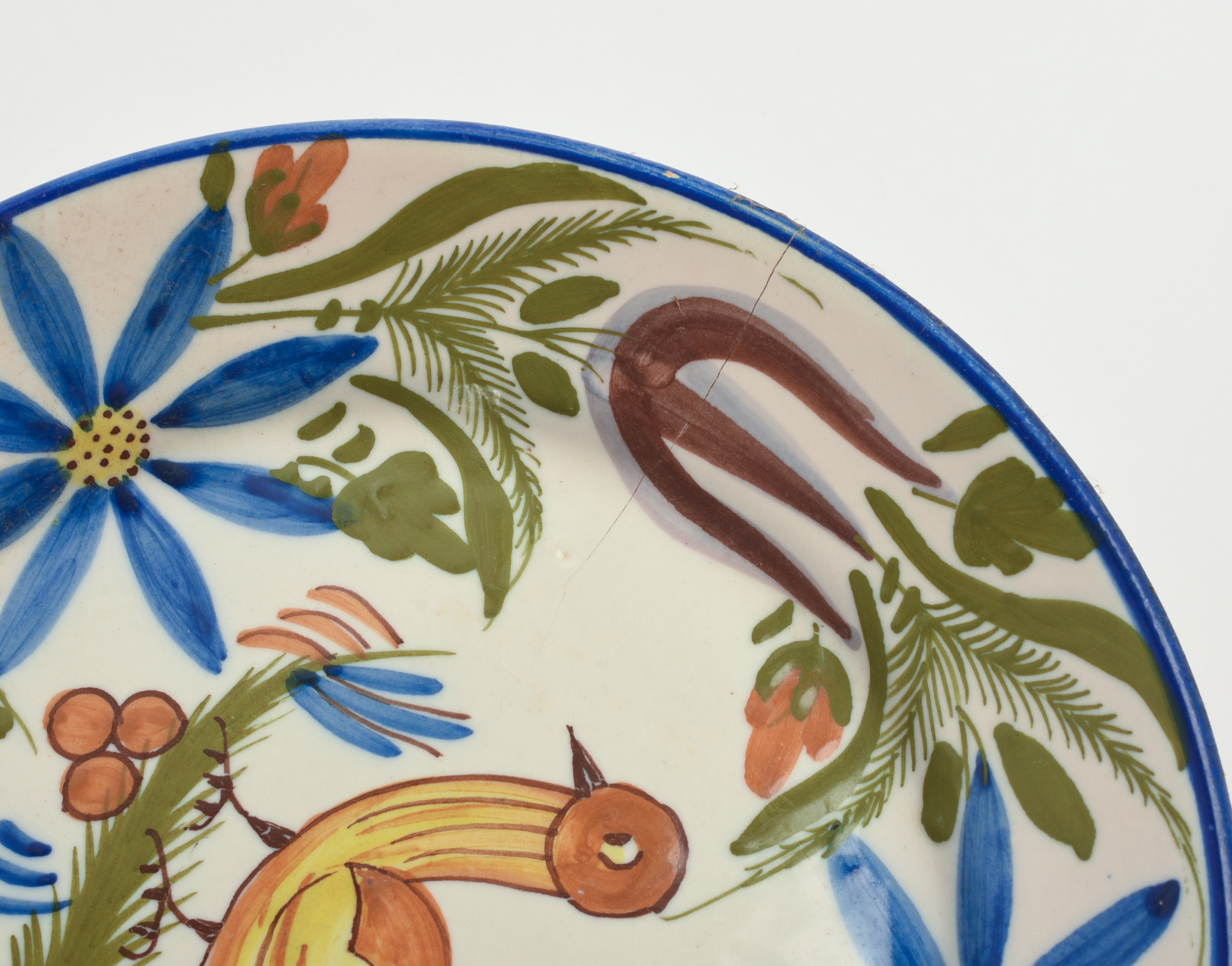 Two Portuguese Porcelain Plates With Birds.