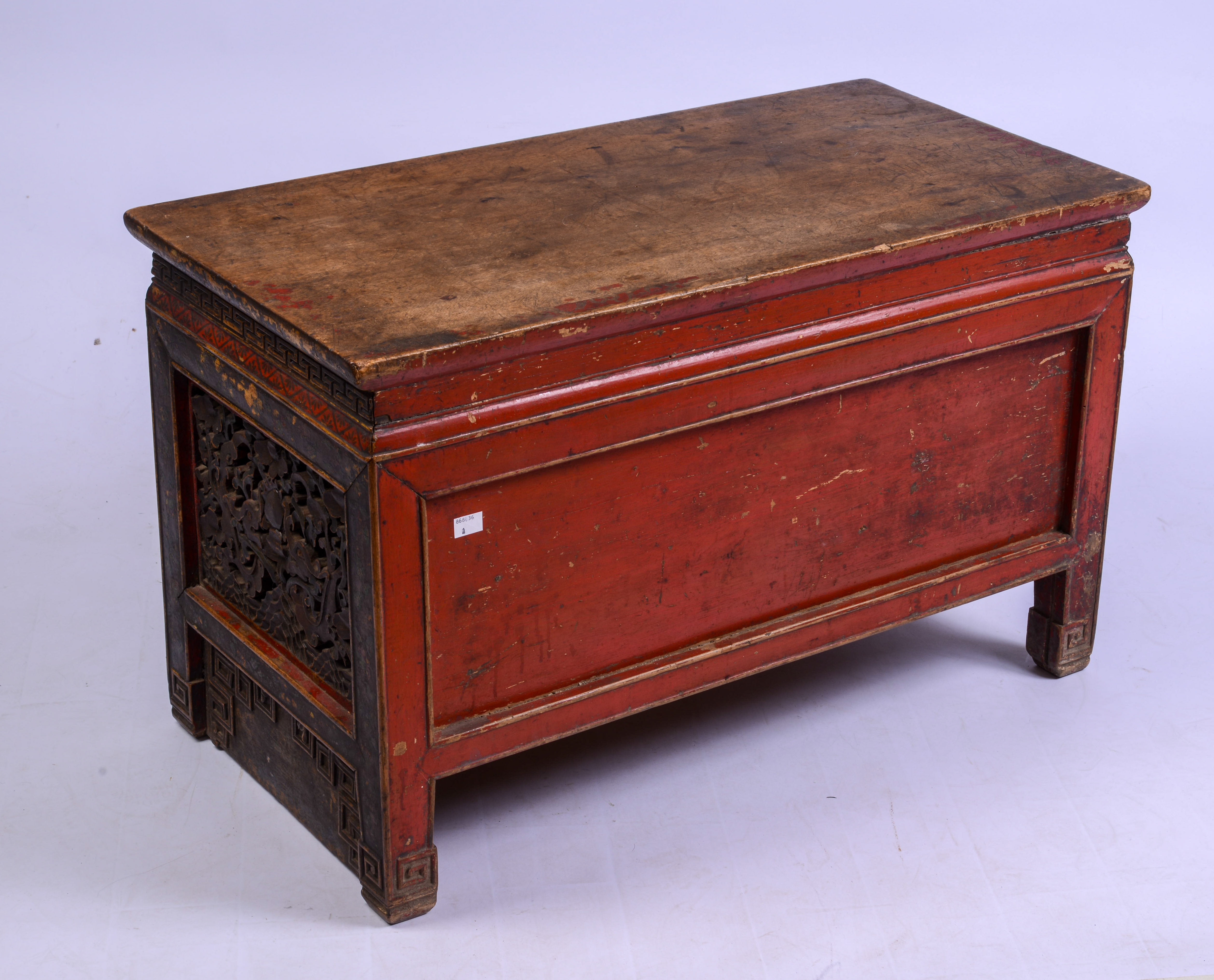 Tibetan Hand Carved Bench With Drawer.