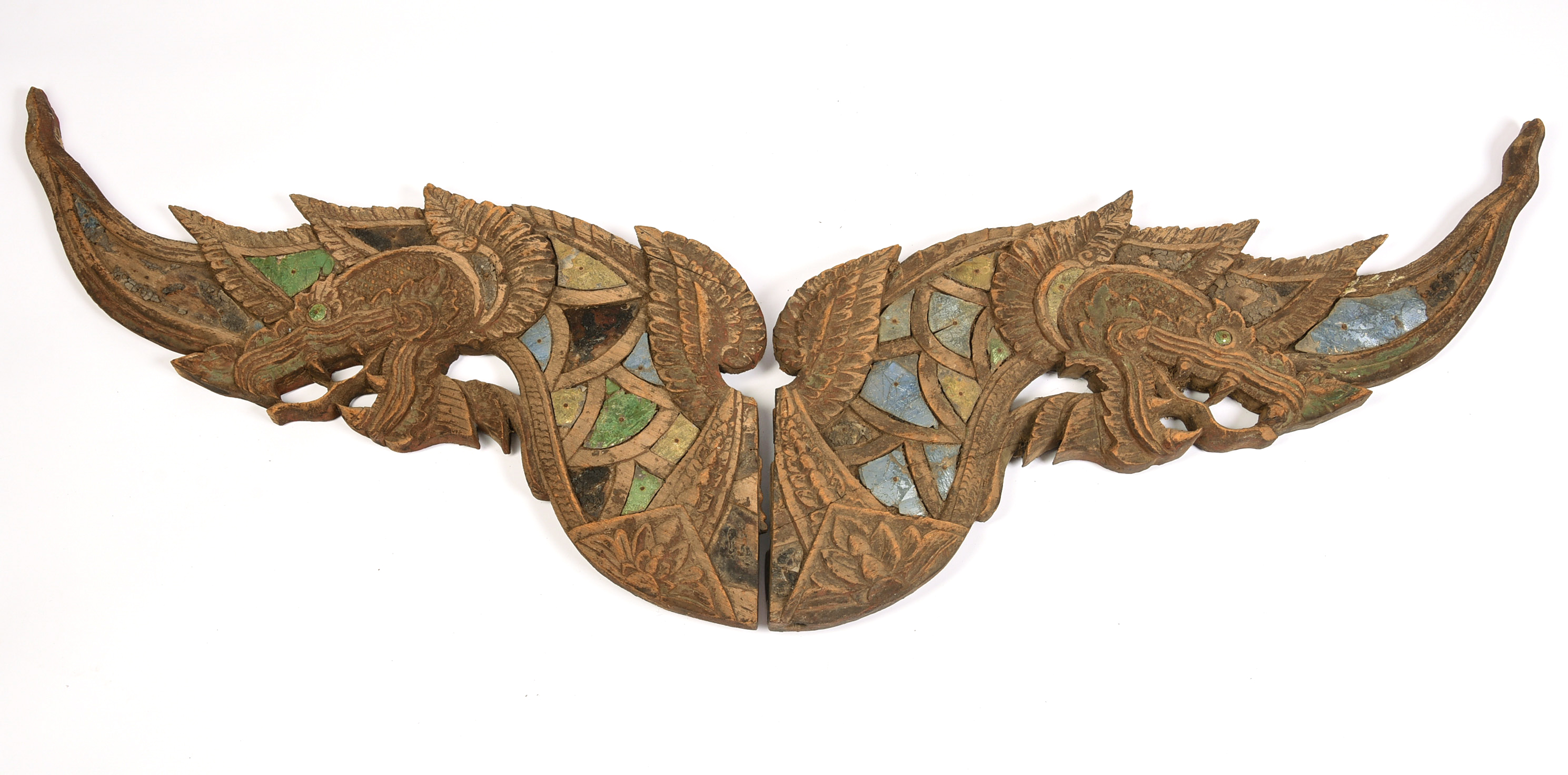 Pair of Asian Wall Hangings With Dragons.