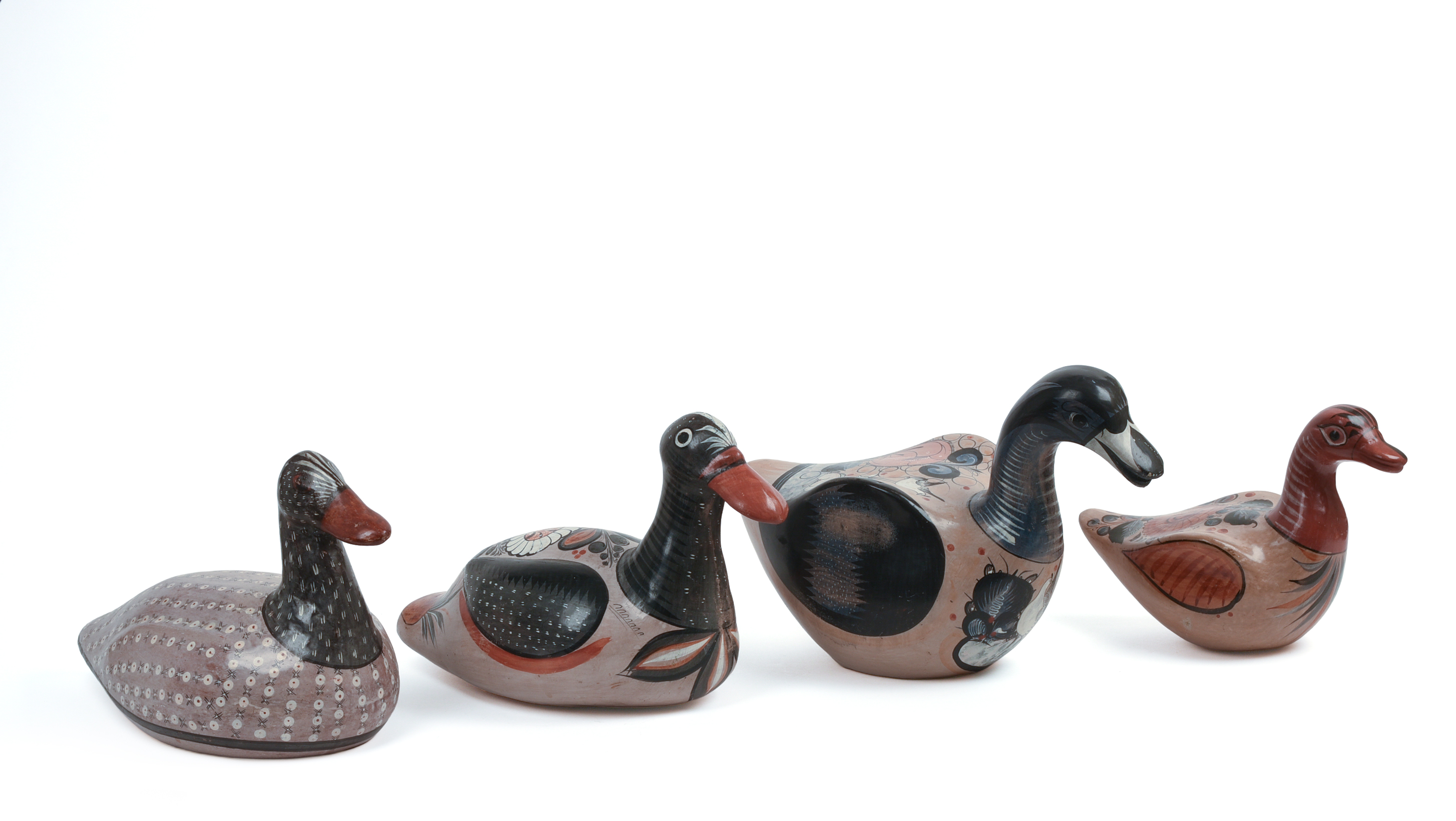 Four Mexcian Tonala Folk Art Duck Decoys.