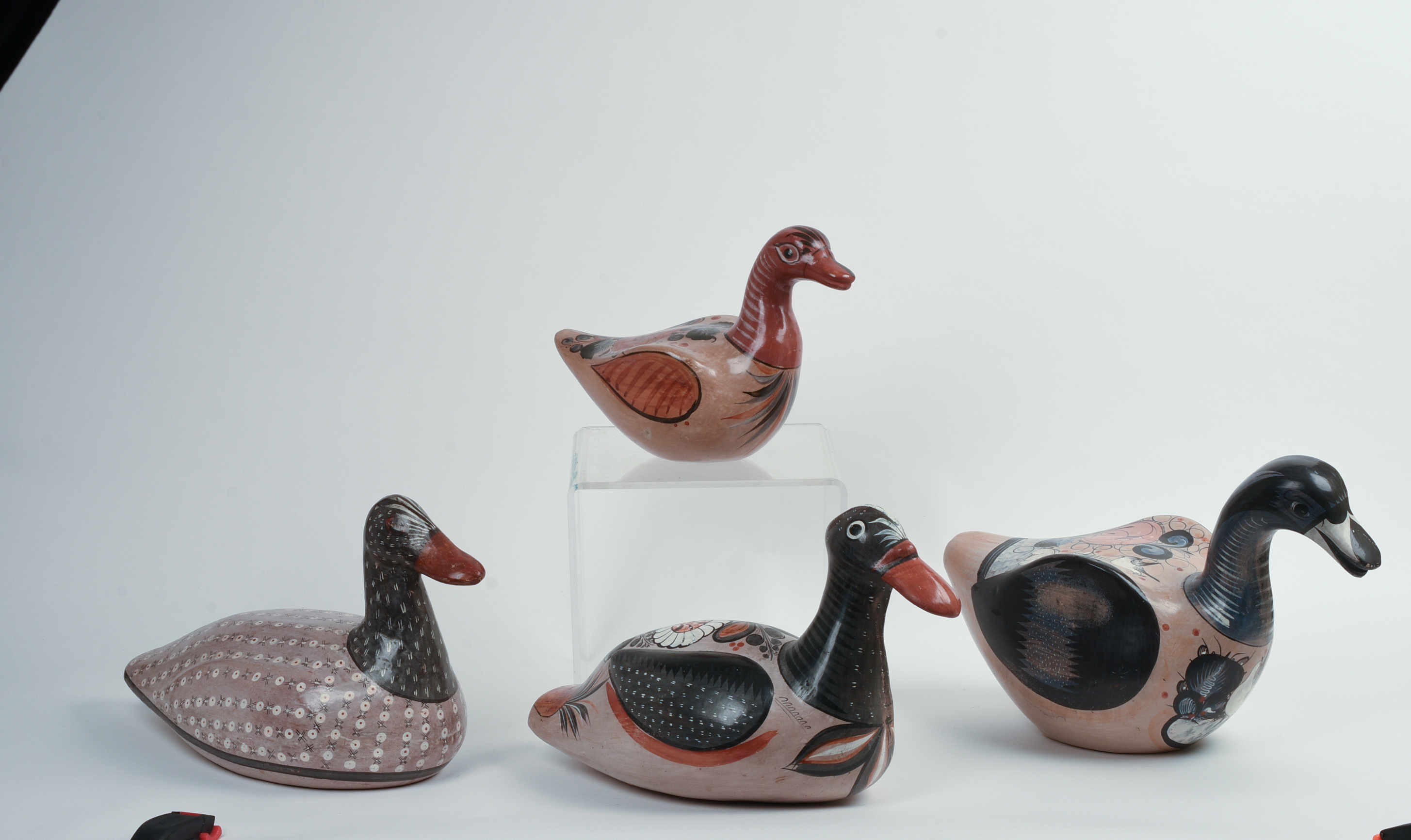 Four Mexcian Tonala Folk Art Duck Decoys.