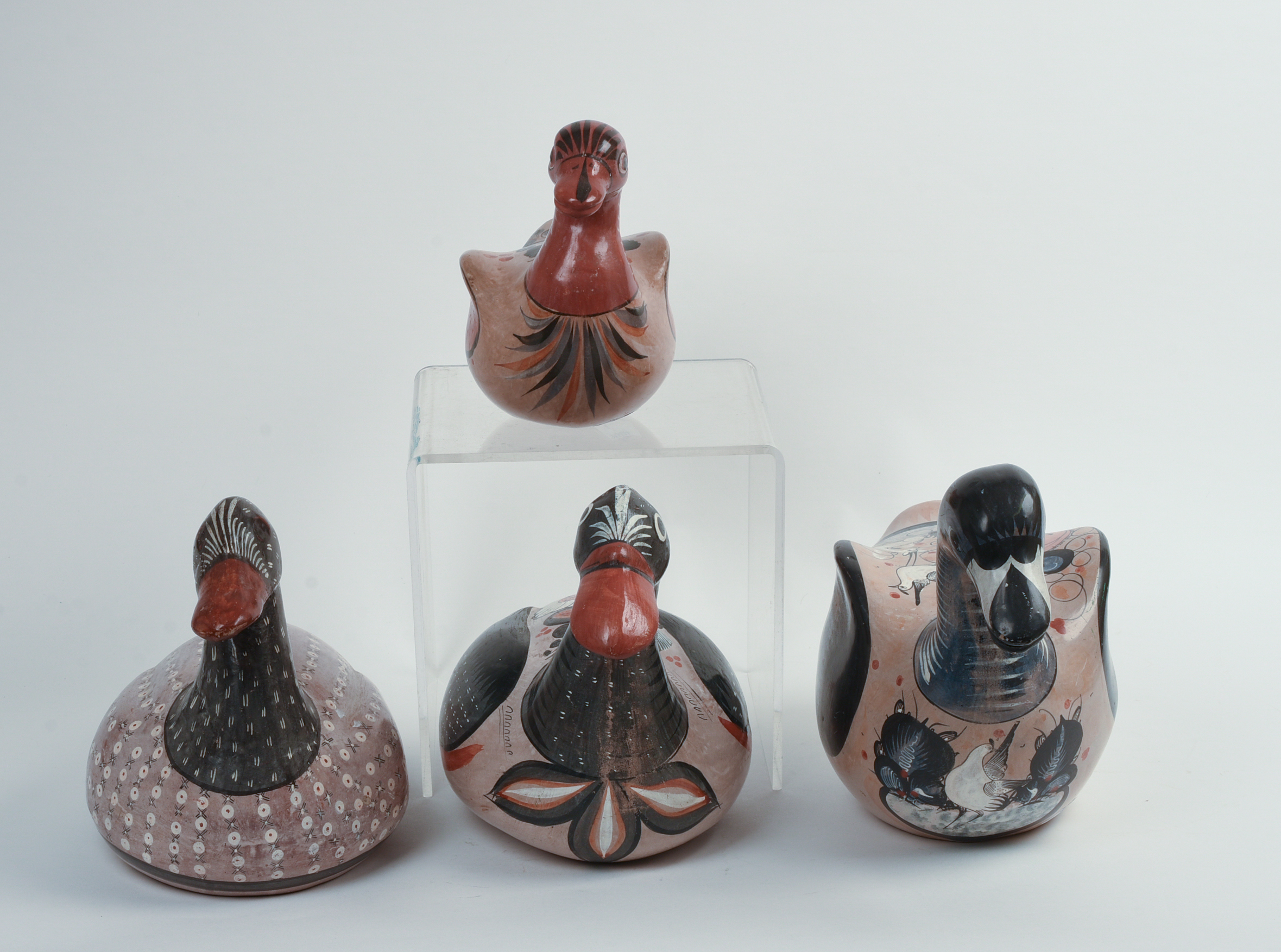 Four Mexcian Tonala Folk Art Duck Decoys.