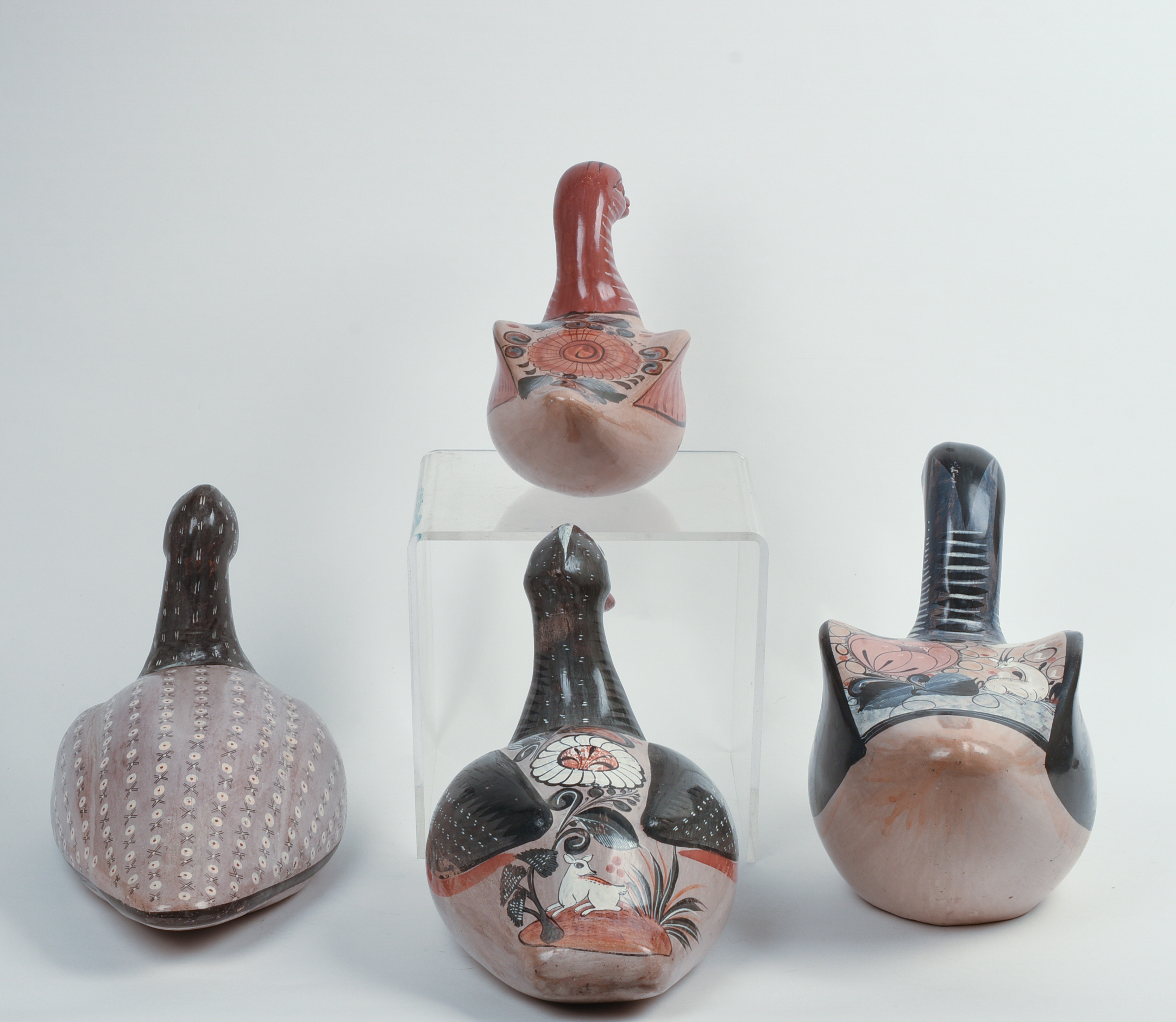 Four Mexcian Tonala Folk Art Duck Decoys.