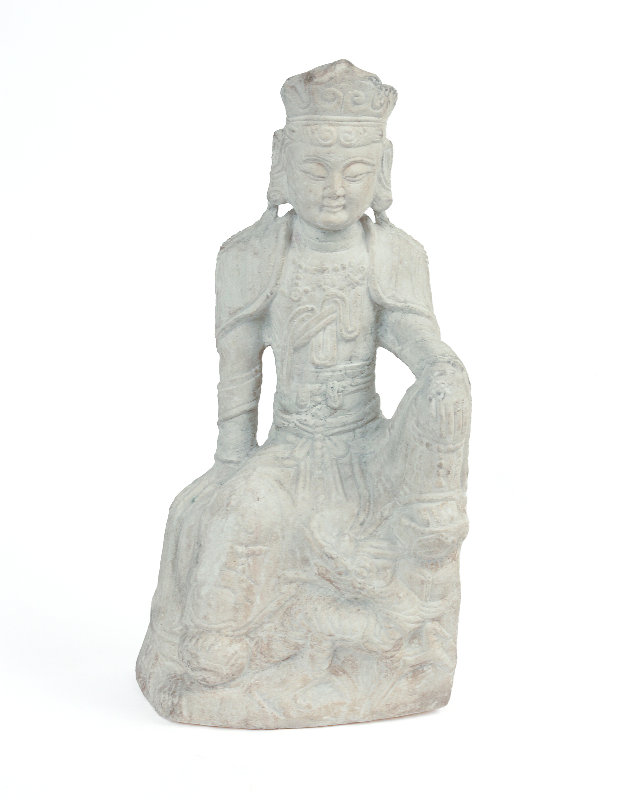 Carved Alabaster Sculpture of a Bodhisattva.