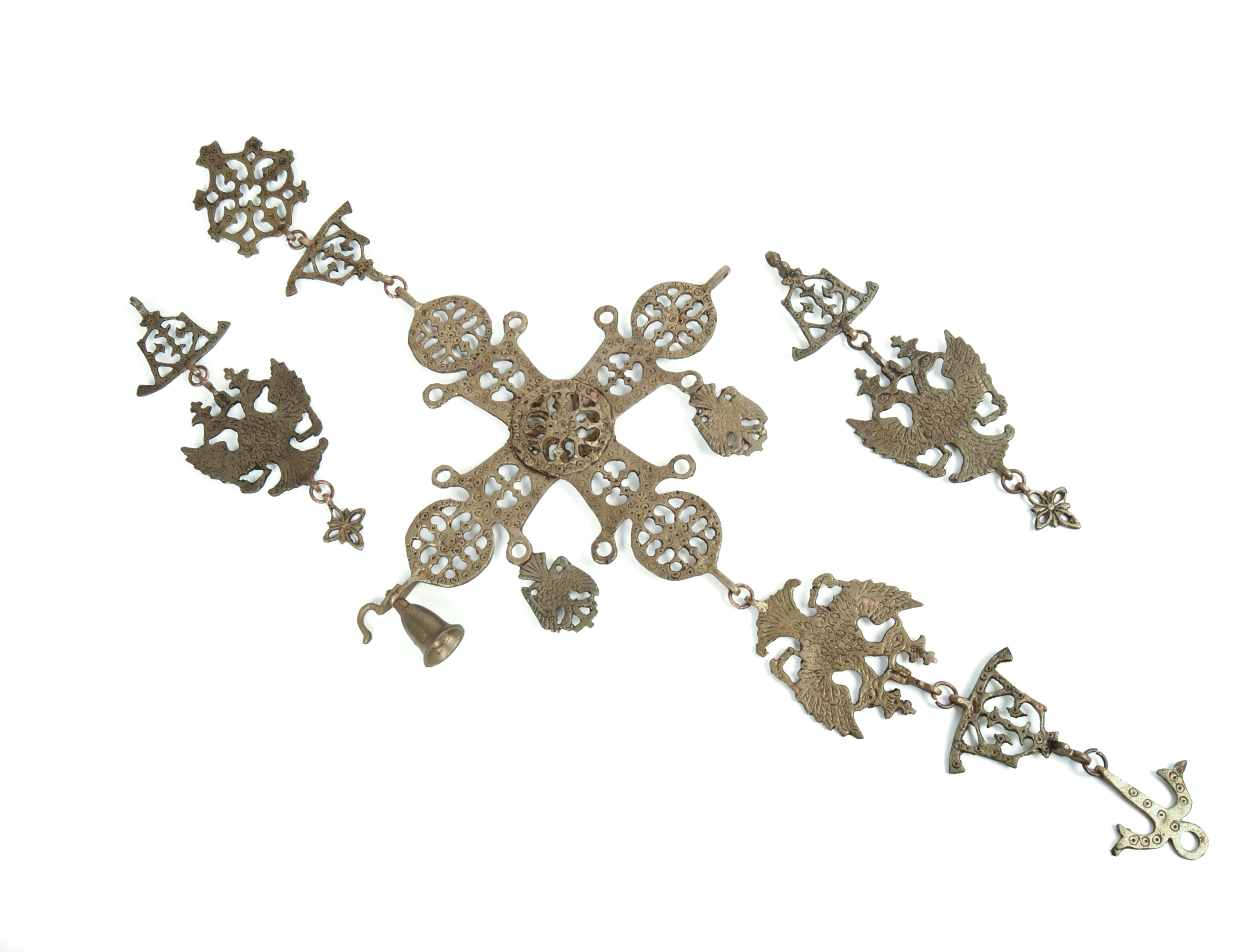 Three Greek Brass Hanging Pendants.