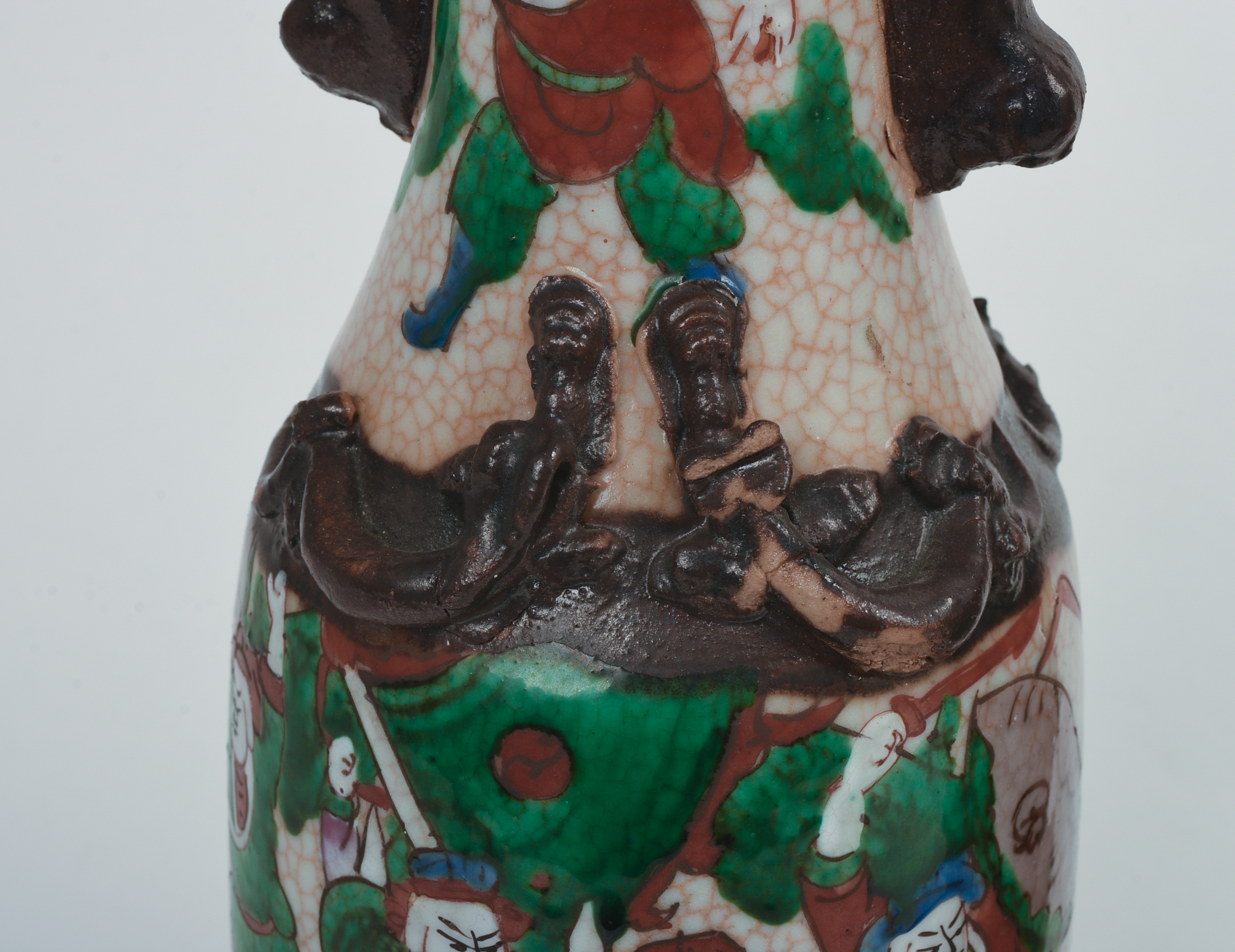 Pair of Chinese Porcelain Vases With Warriors.