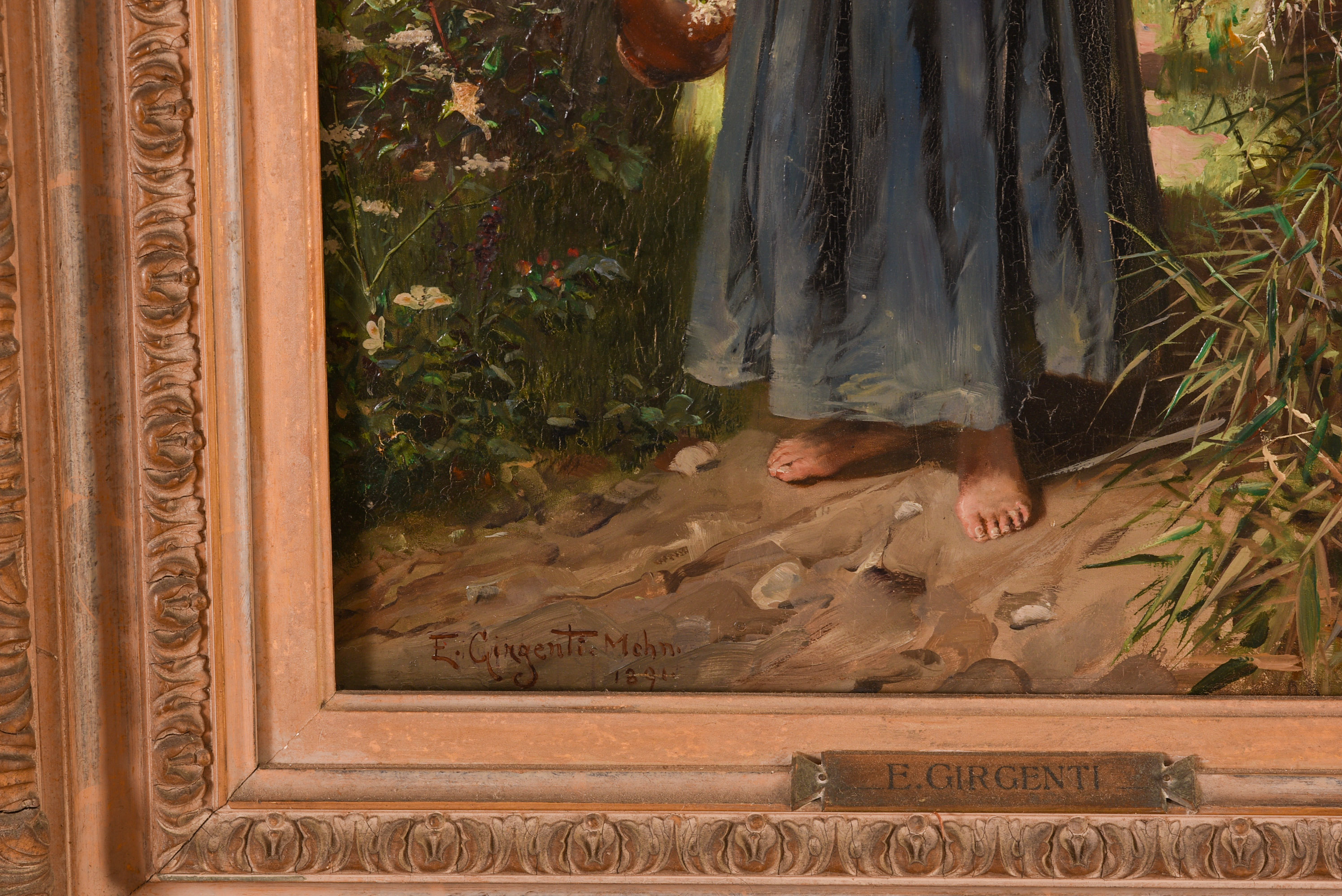 19th Century Portrait of a Girl Holding Flowers.