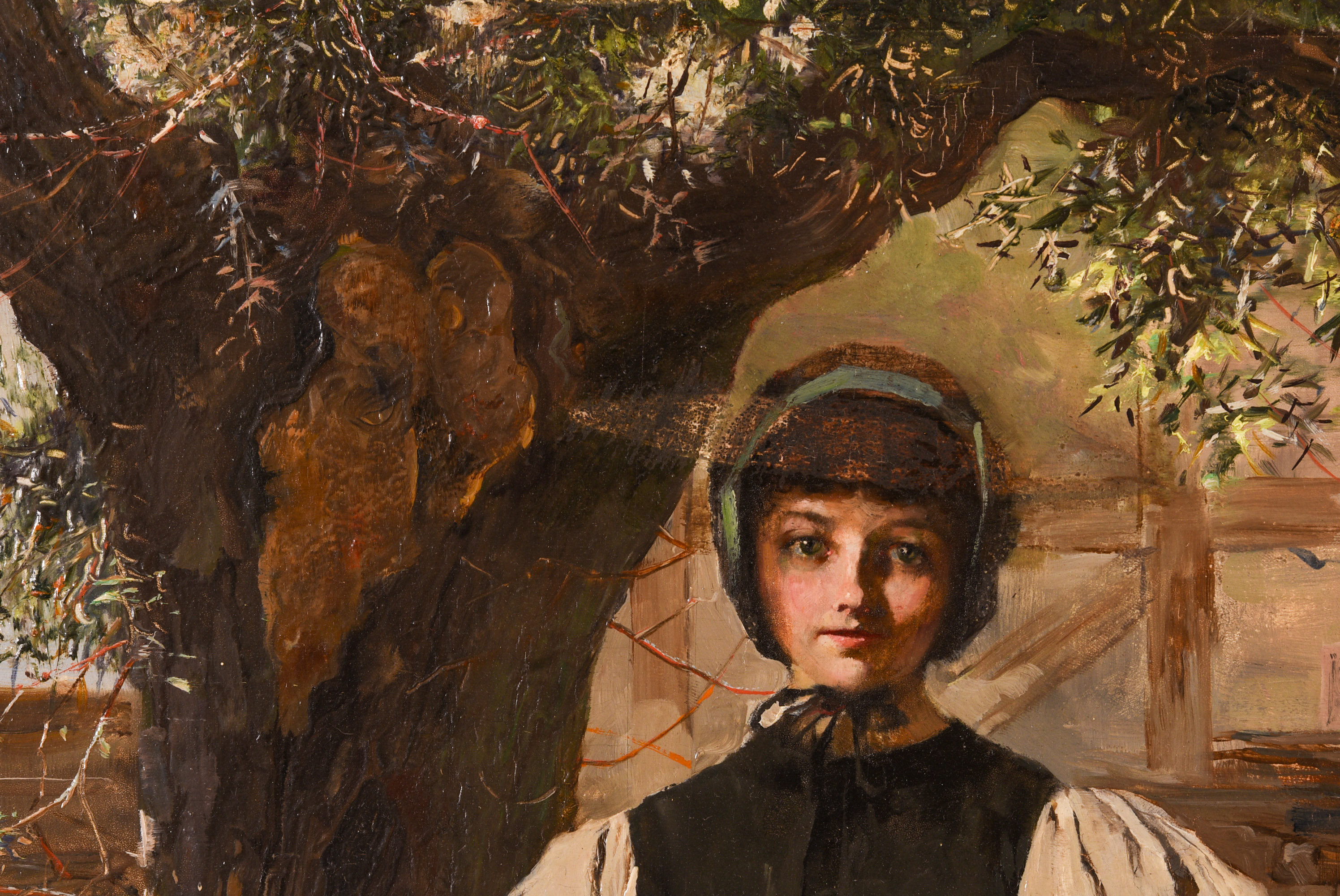 19th Century Portrait of a Girl Holding Flowers.