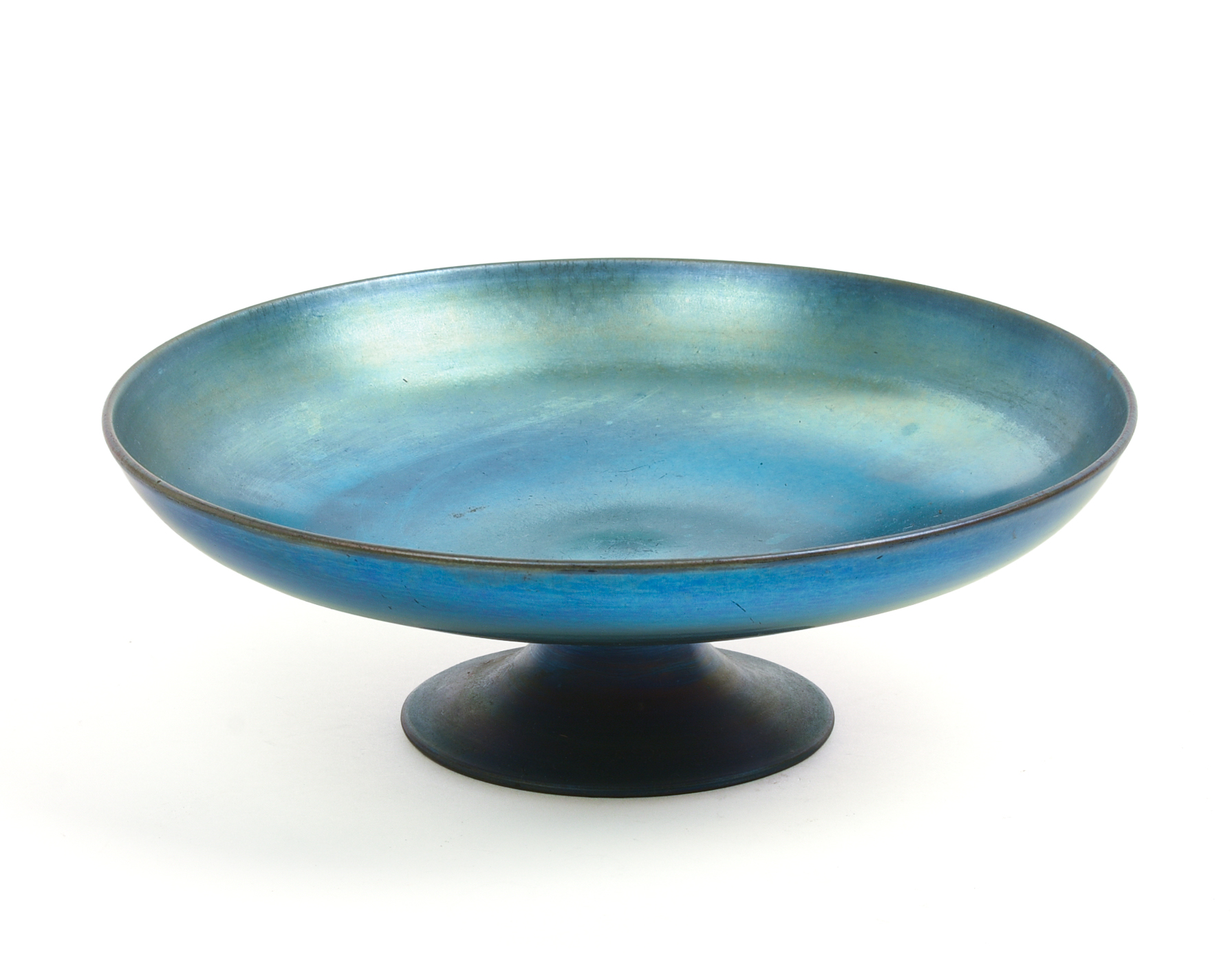 Steuben Blue Aurene Footed Compote.