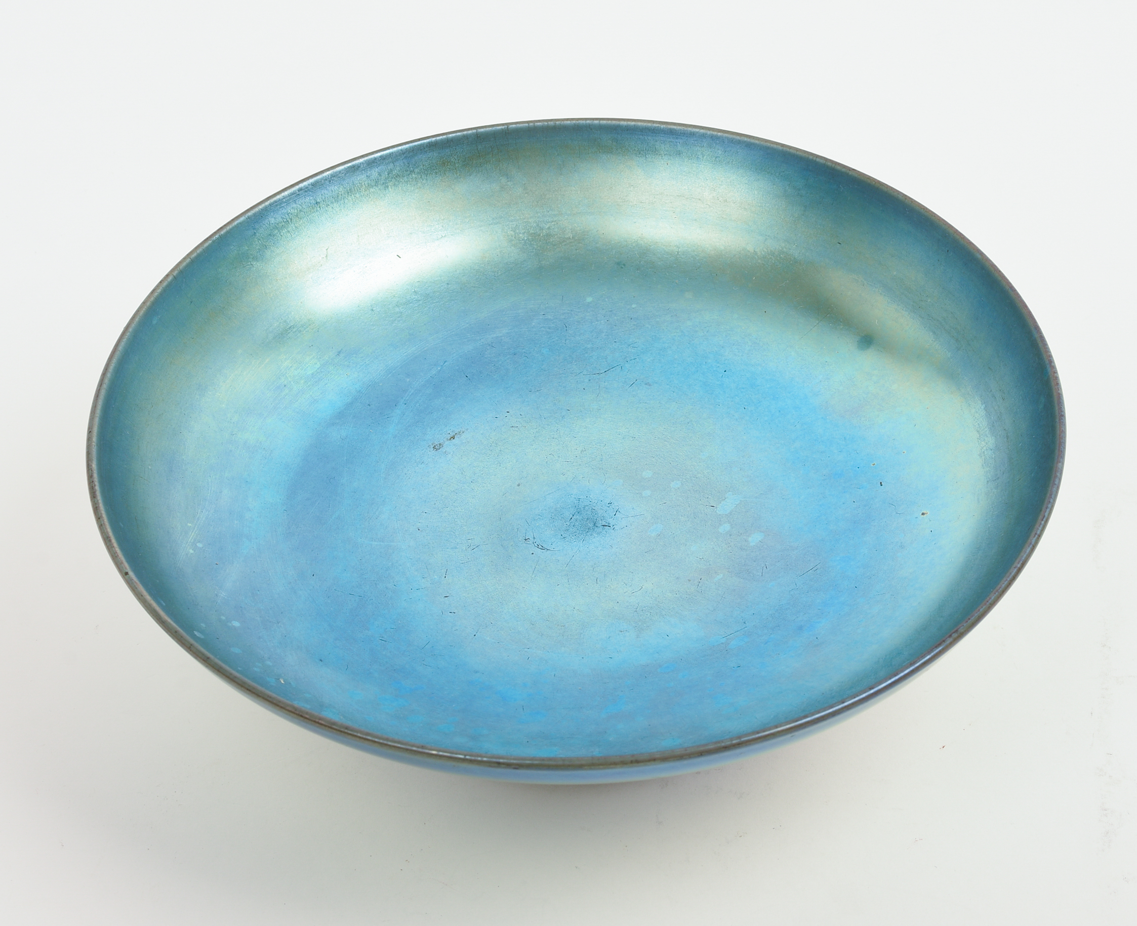 Steuben Blue Aurene Footed Compote.