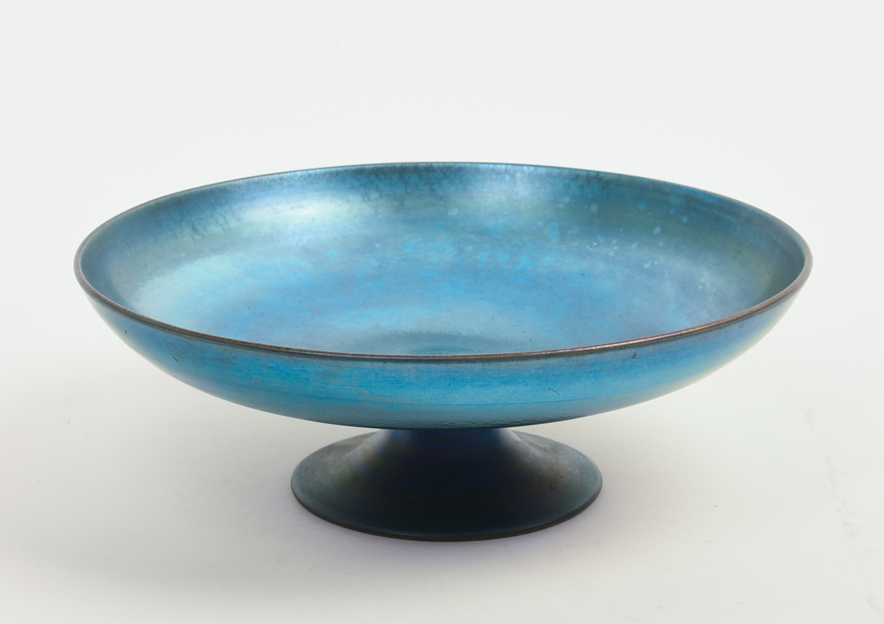 Steuben Blue Aurene Footed Compote.