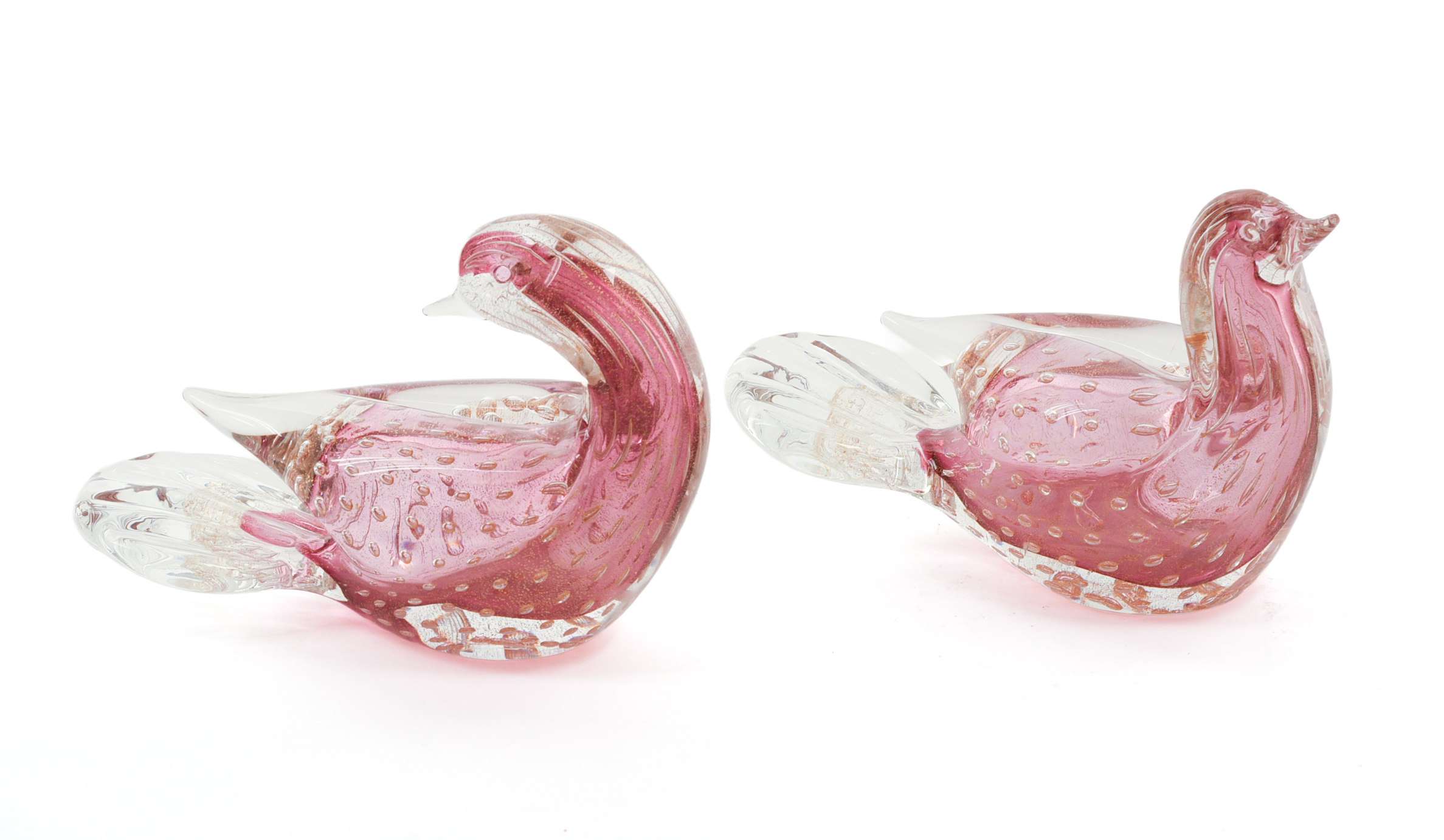Pair of Murano Glass Pheasants.