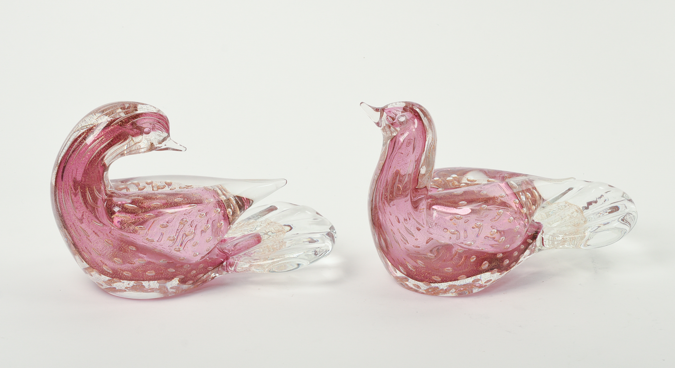 Pair of Murano Glass Pheasants.