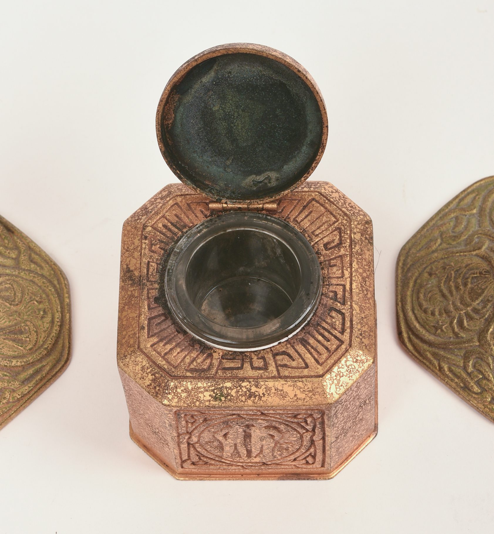 Pair of Tiffany & Co Candlesticks and an Inkwell.