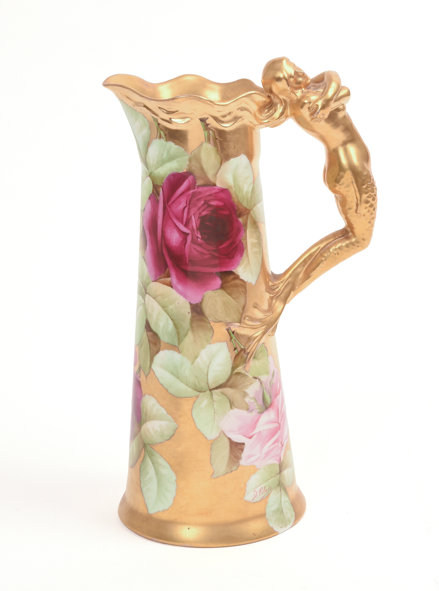 Ginori Pitcher With Figural Handle.