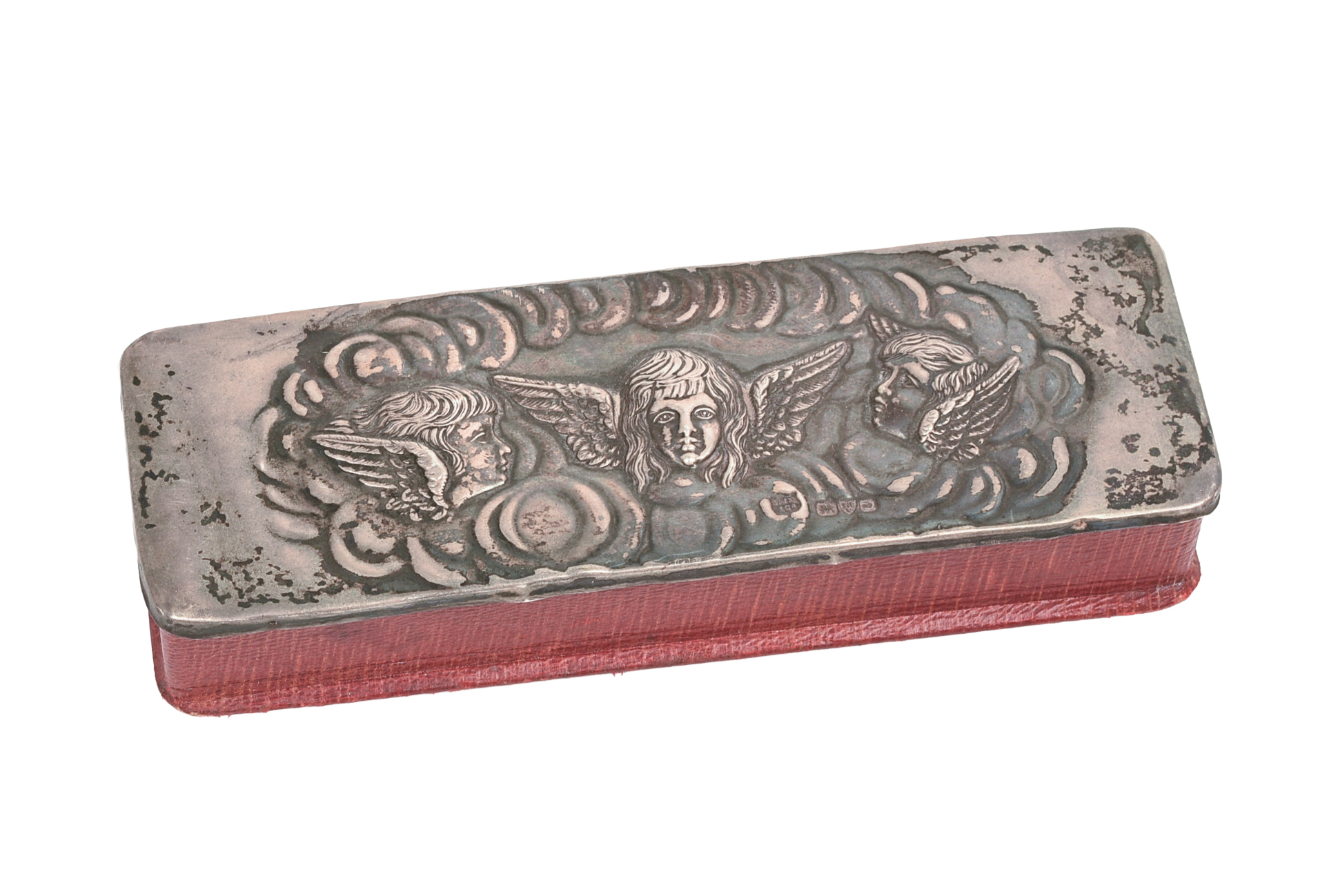 W J Myatt & Co. Silver Topped Box With Angels.
